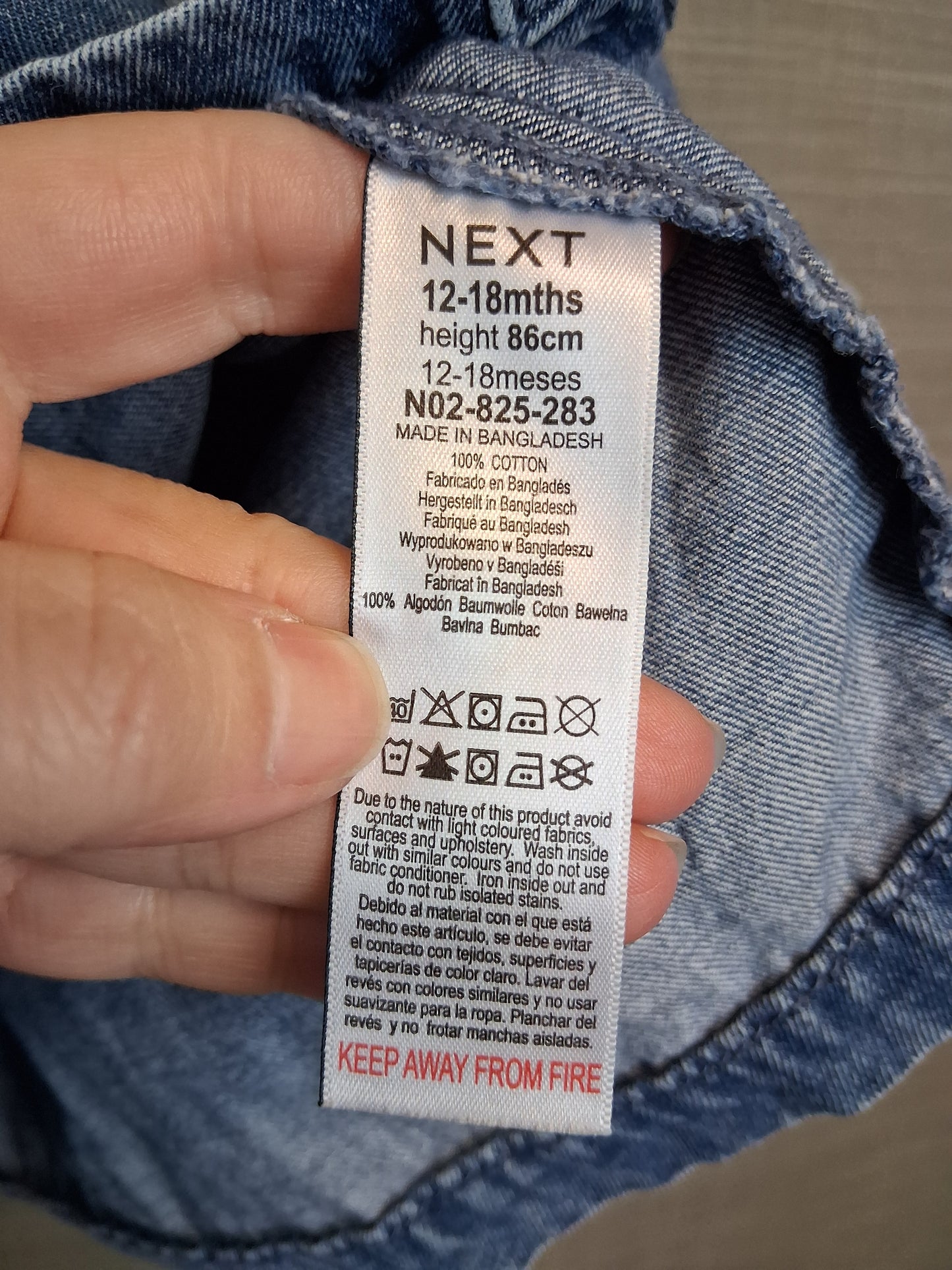 Next Girls A Line Denim Dress Age 12-18 Months Sleeveless