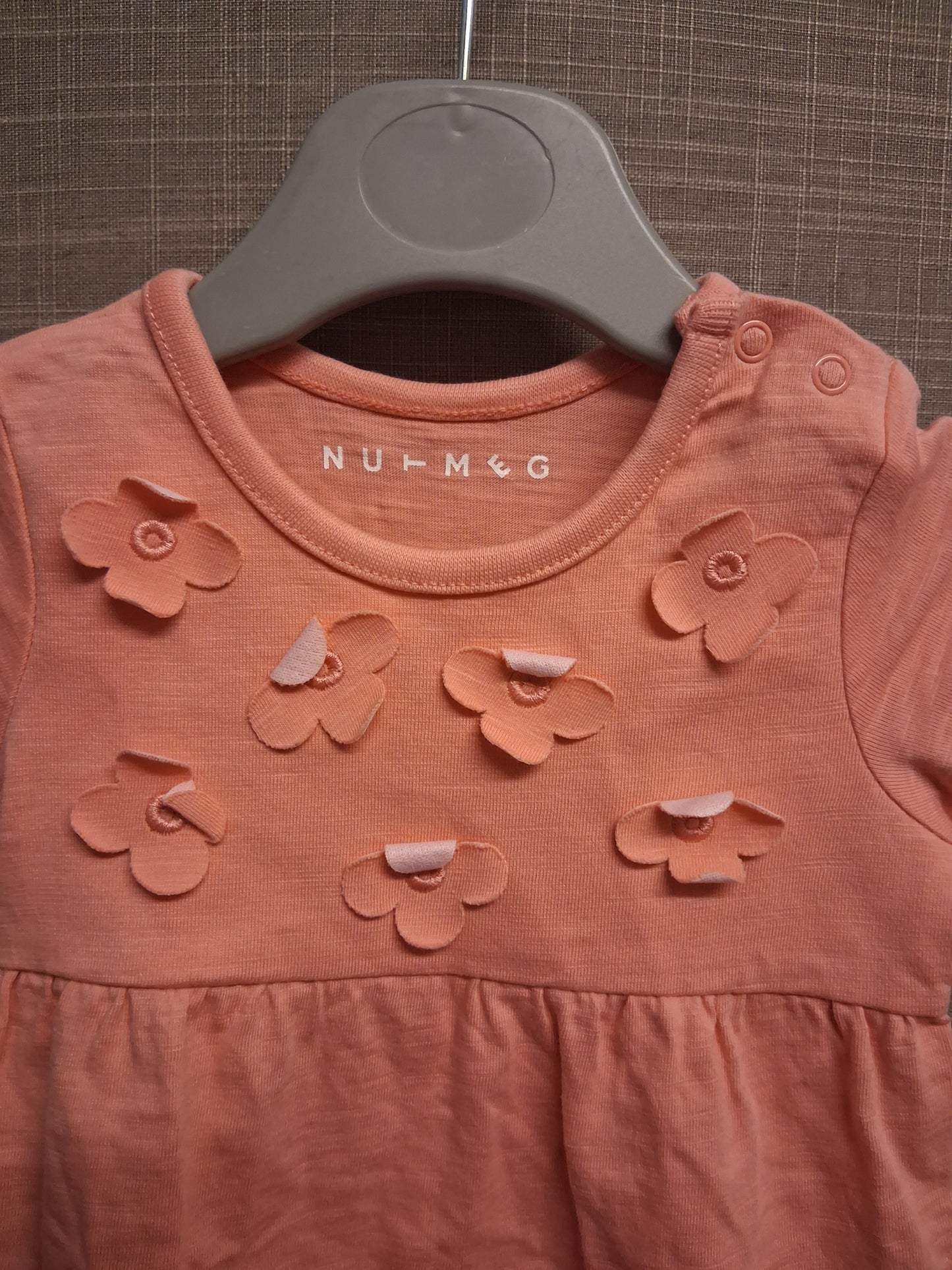 Nutmeg Girls Pink T-Shirt Short Sleeve 3D Floral Motifs Age 3-6 Months