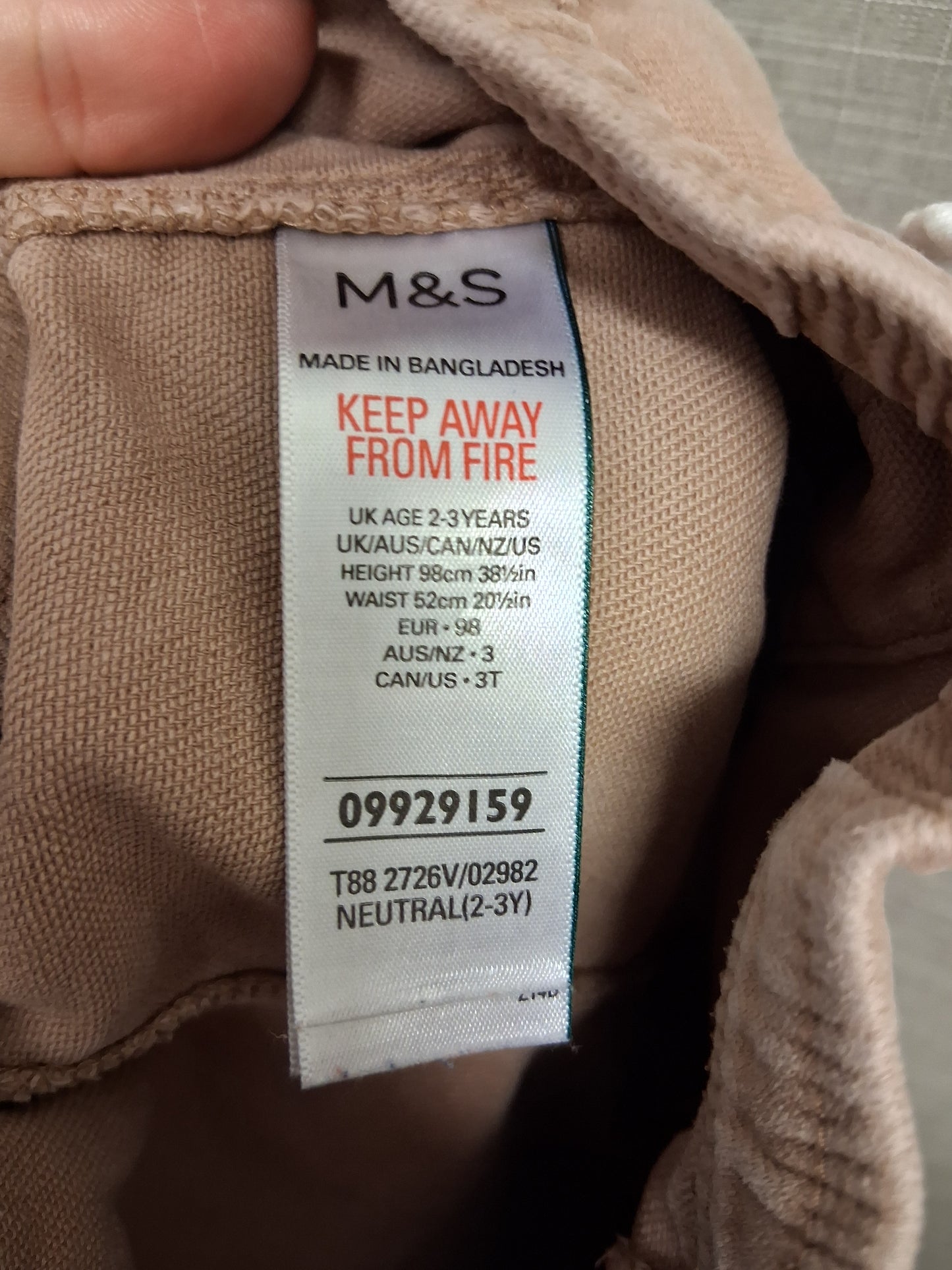 Marks & Spencer Brown Cargo Style Trousers Age 2-3 Years