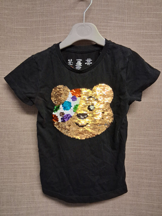 George Unisex "Pudsey" Children in Need Black Short Sleeve T-Shirt 2 way Sequins Age 4-5 Years