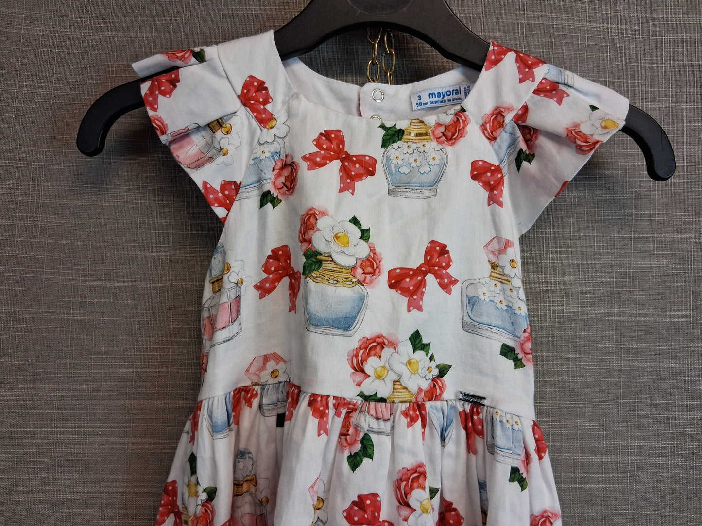 Mayoral Girls Floral Perfume Dress Age 3 Years White Multi
