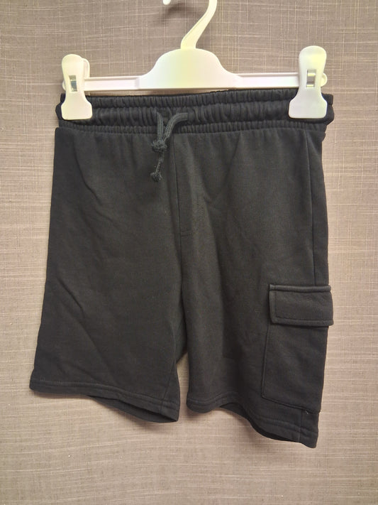 F&F Boys Black Jersey Jogger Shorts Age 6-7 Years