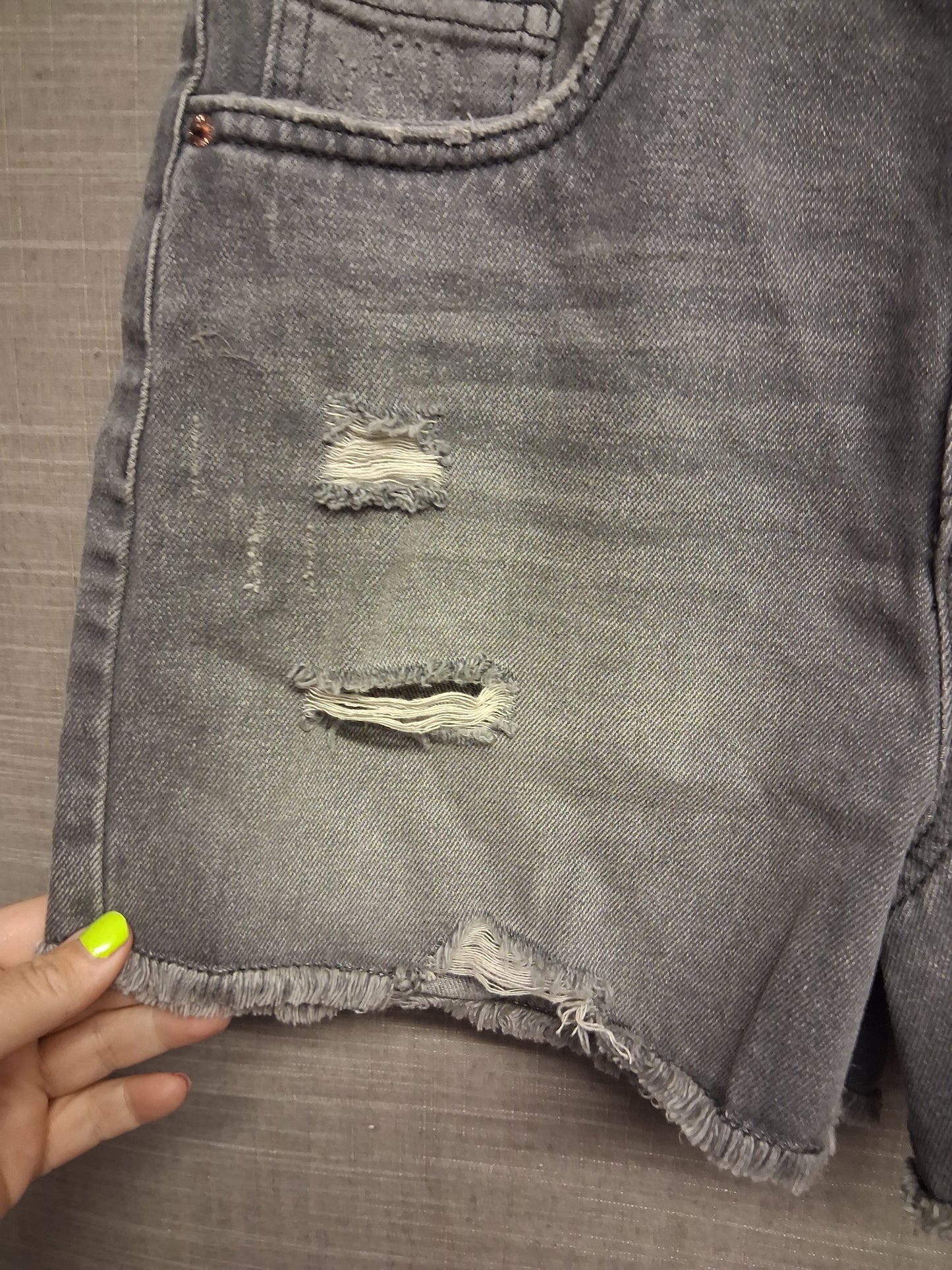 New Look Girls Denim Grey Distressed High Rise Shorts Age 14 Years