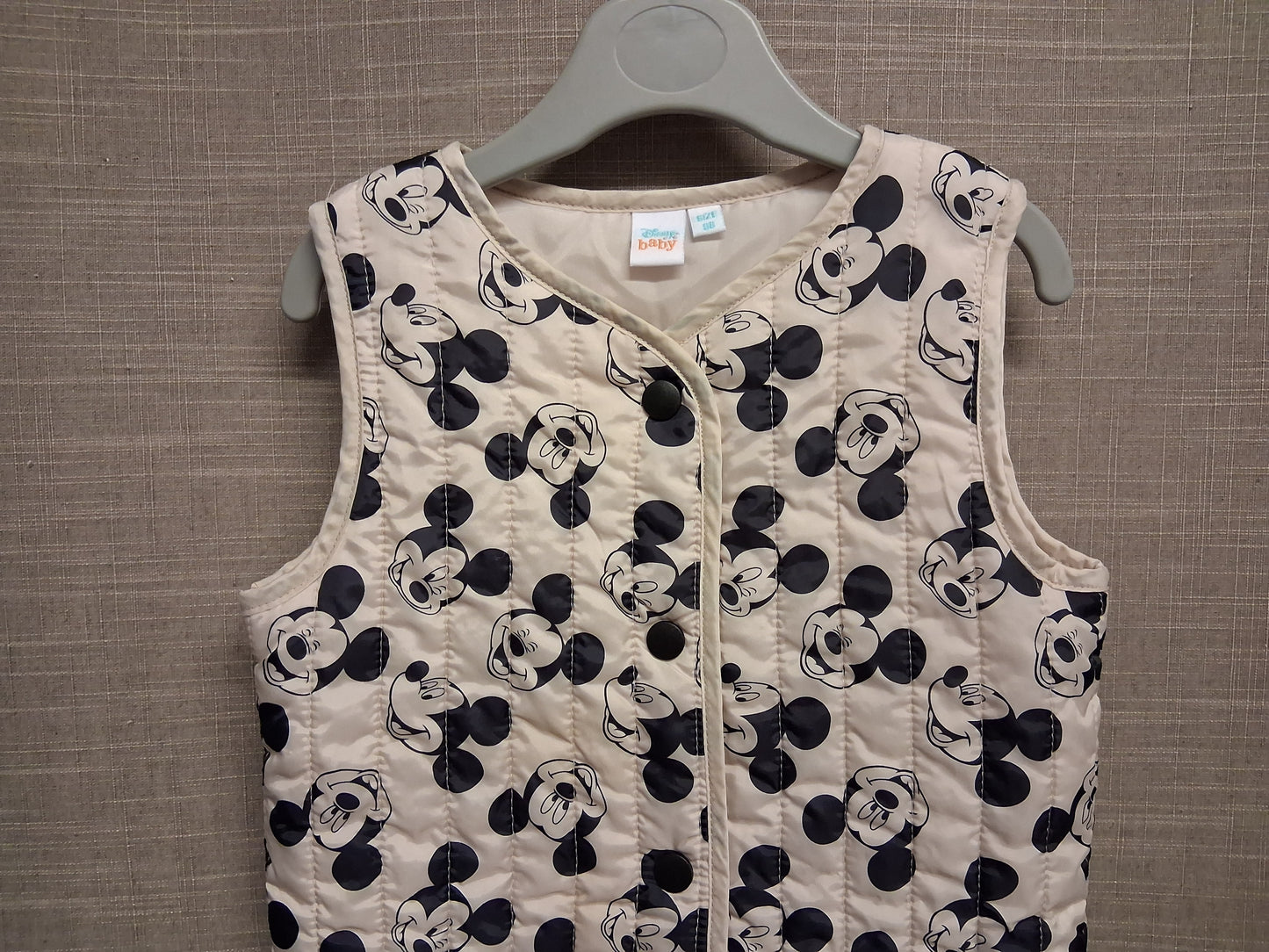 Disney Baby Boys Beige Mickey Mouse Body Warmer Gilet Age 3-4 Years