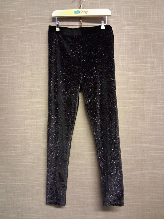 Next Black Velour Glitter Leggings Age 9 Years Stretchy