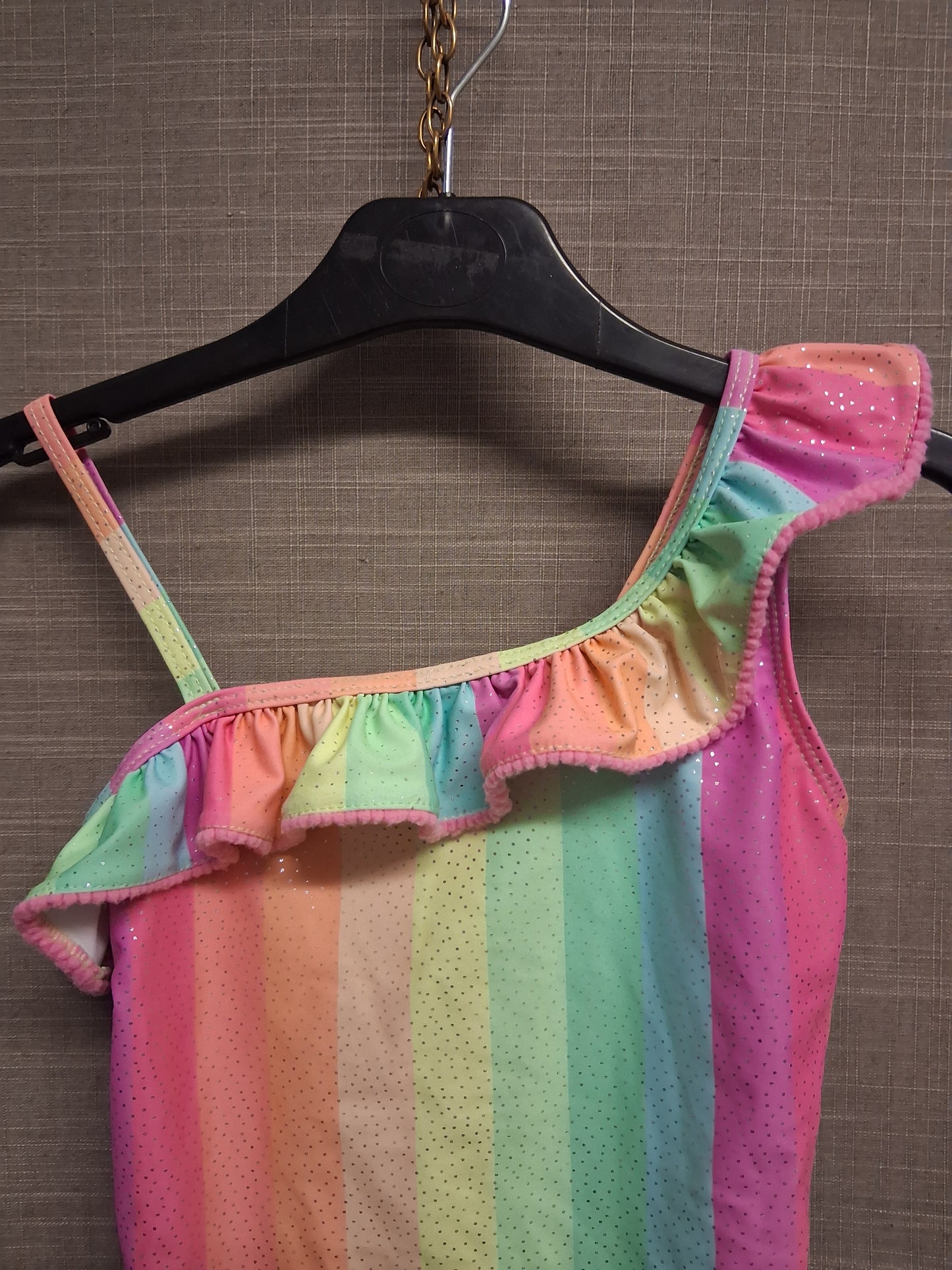 Pep & Co Girls Rainbow Glittery Swimsuit One Piece Age 8-9  Years