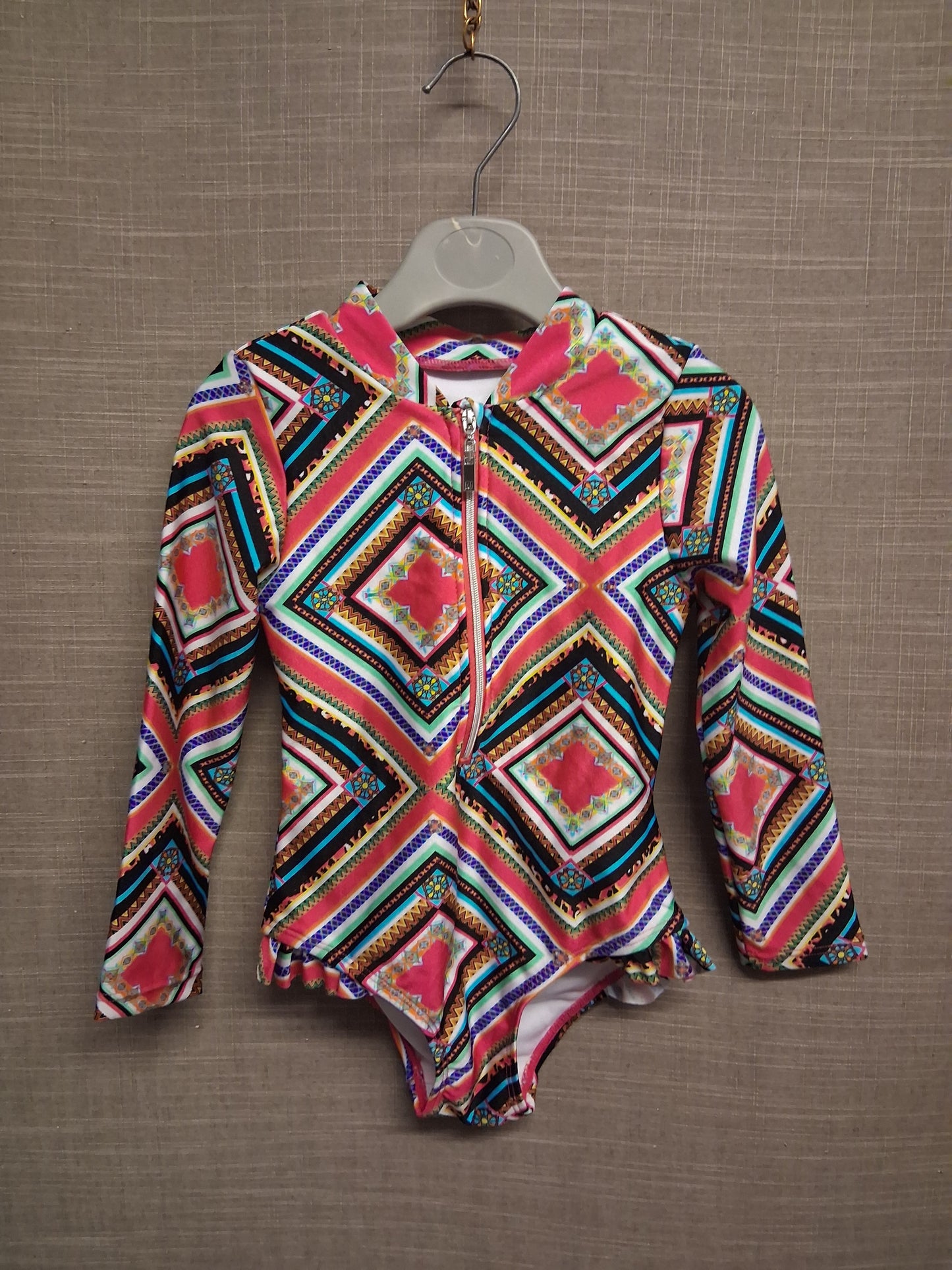 River Island Girls Multicolour Long Sleeve Swimsuit One Piece Age 3-4 Years
