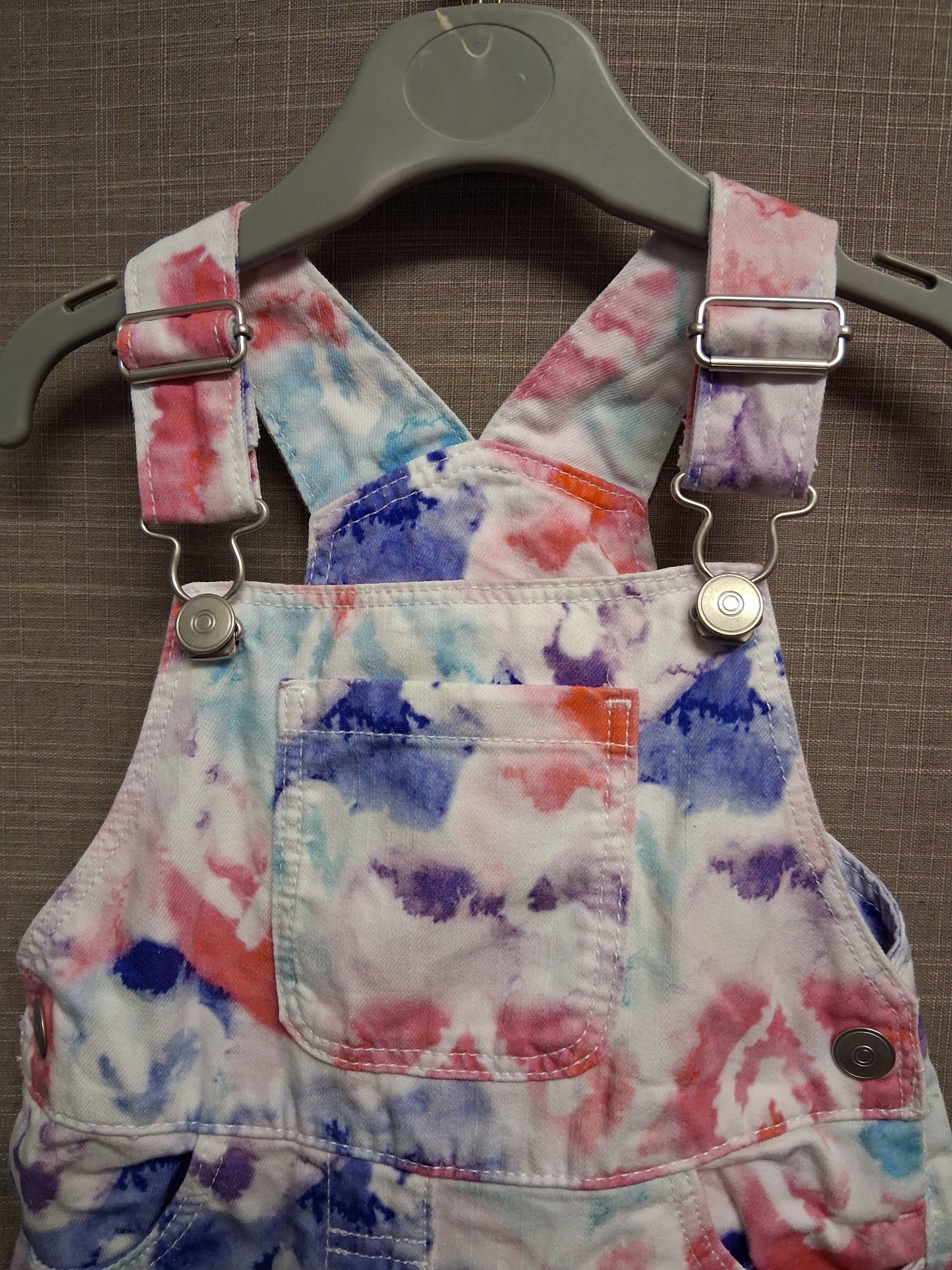 Nutmeg Girls Denim White Multicolour One Piece Dungaree Shorts Age 2-3 Years