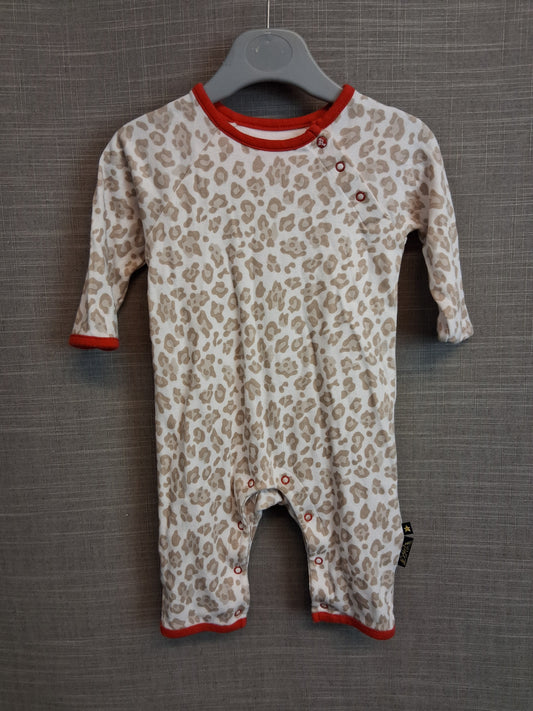 Baby K Girls Beige Animal Print One Piece Romper Age 0-3 Months