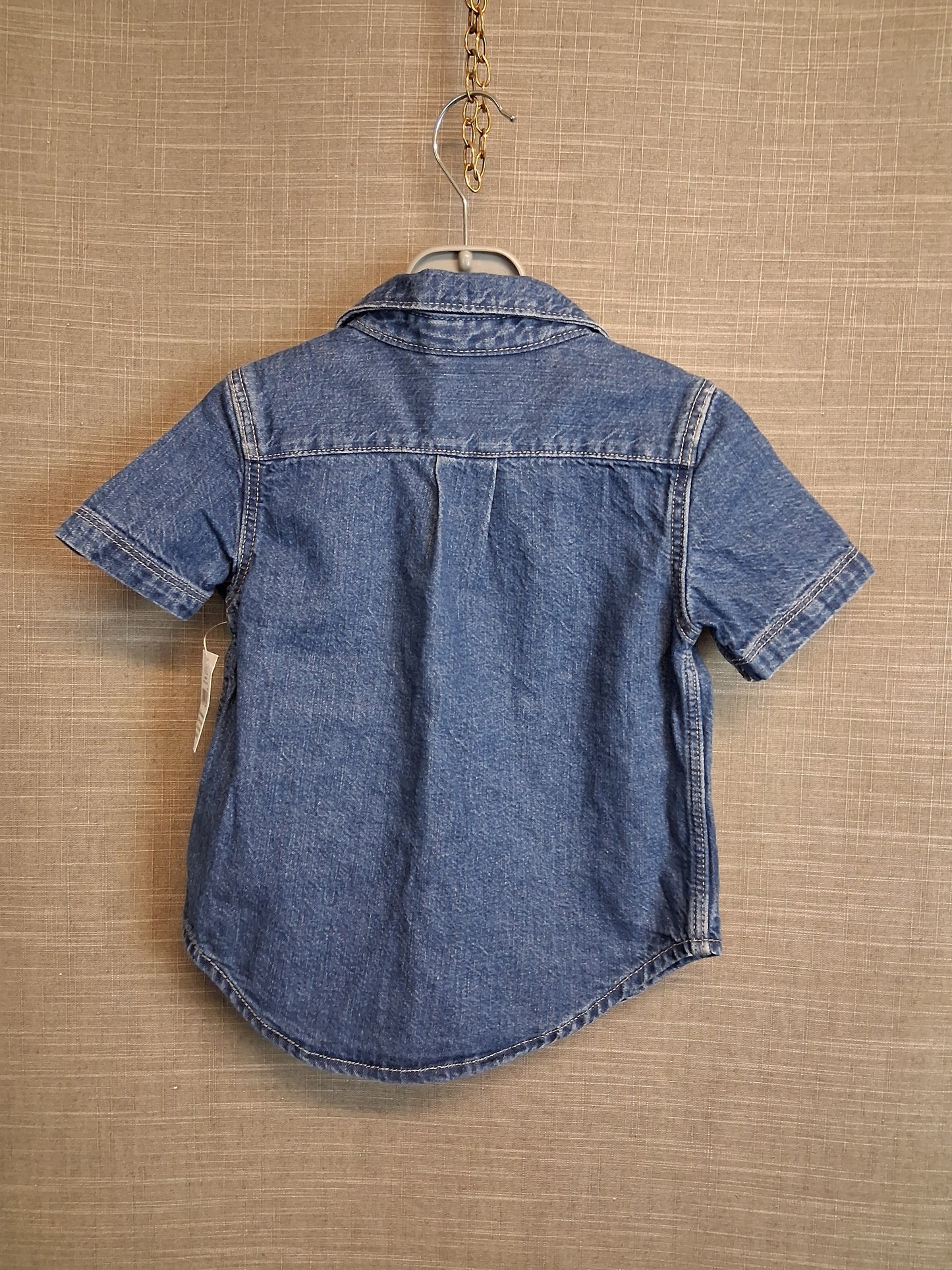 GAP Boys Blue Denim Short Sleeve Shirt Age 18-24 Months New
