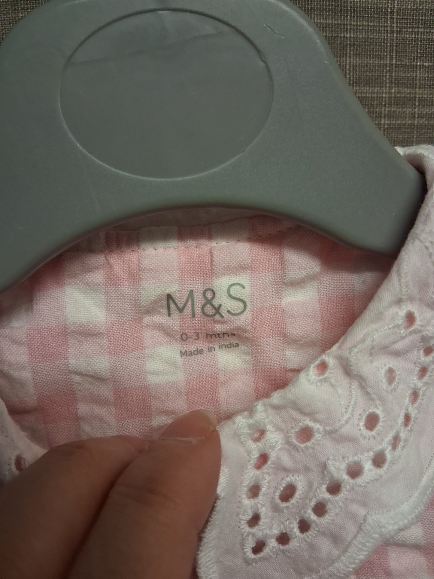 Marks & Spencer Pink White Check A Line Dress Age 0-3 Months New