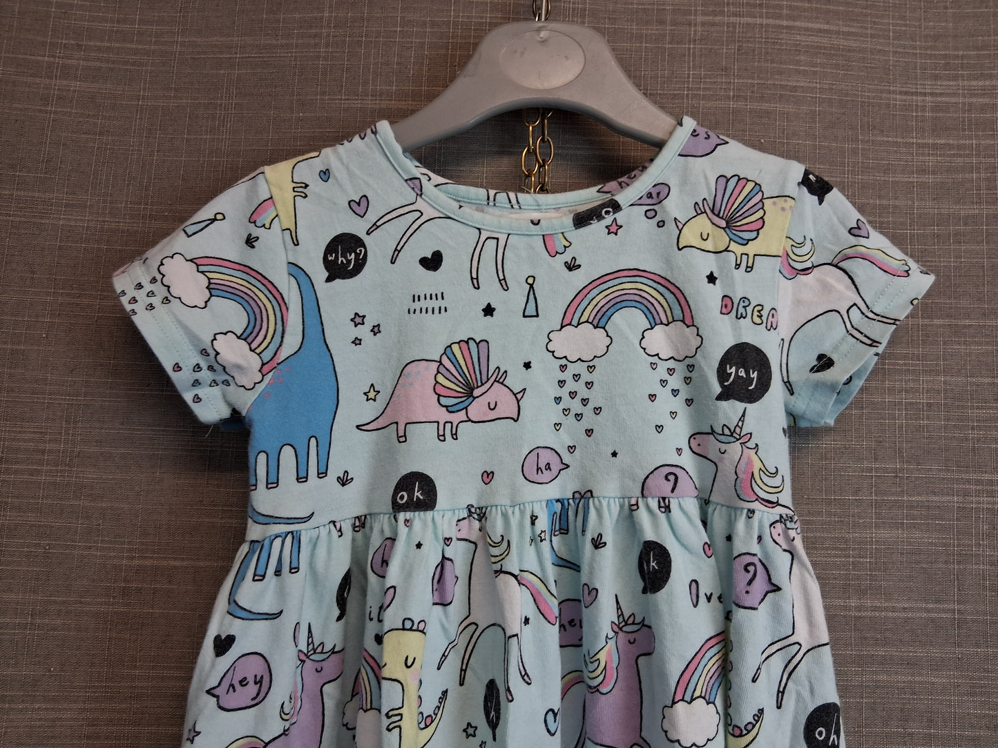 Next Girls Dinosaur Theme Jersey Dress Short Sleeve Age 2-3 Years