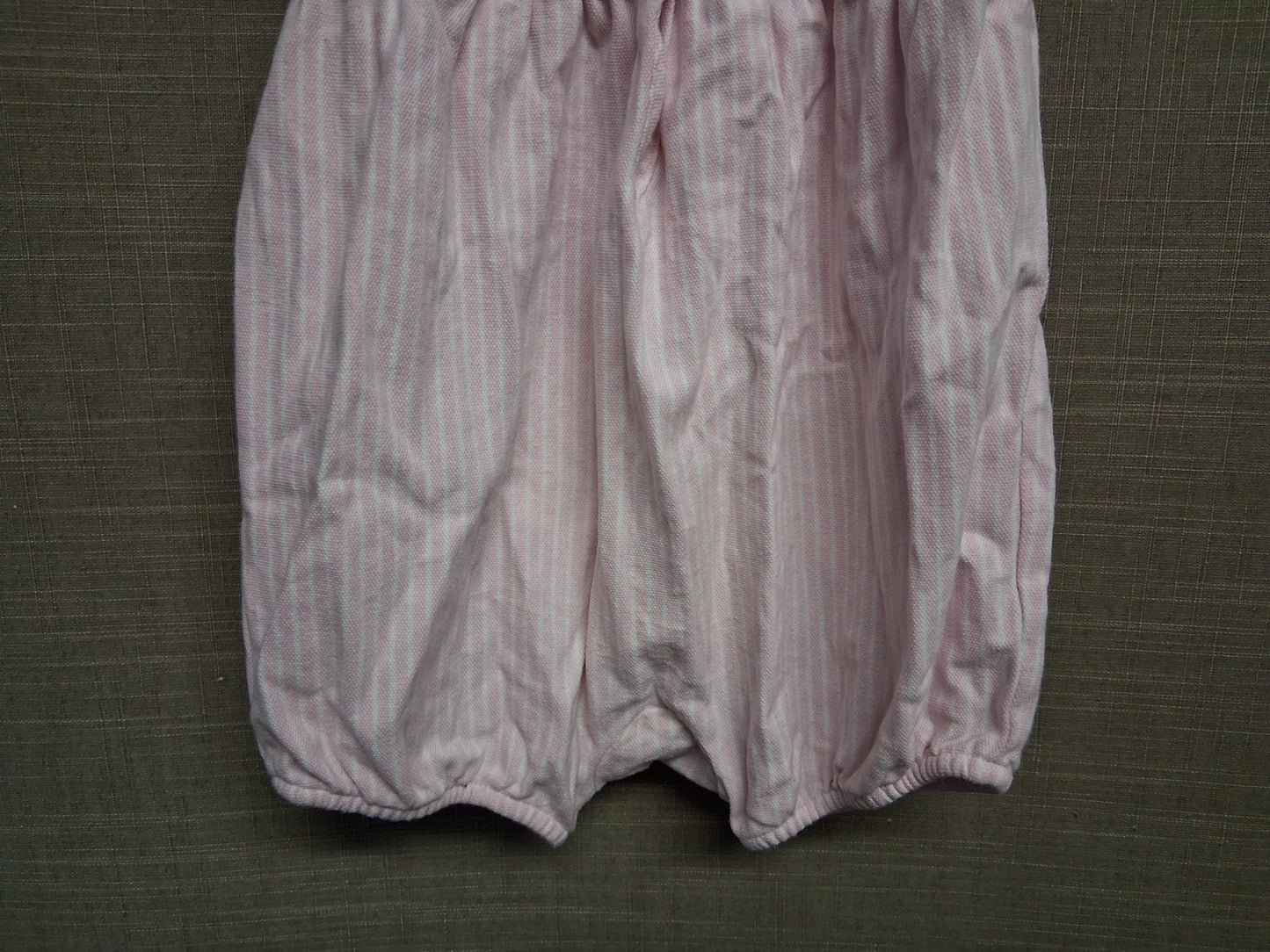 Ralph Lauren Girls Pink White Striped Frilly Romper Age 12-18 Months