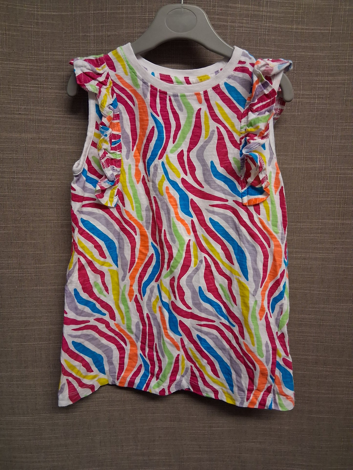 Dunes Stores Girls Multicolour Striped Sleeveless T-Shirt Age 7-8 Years