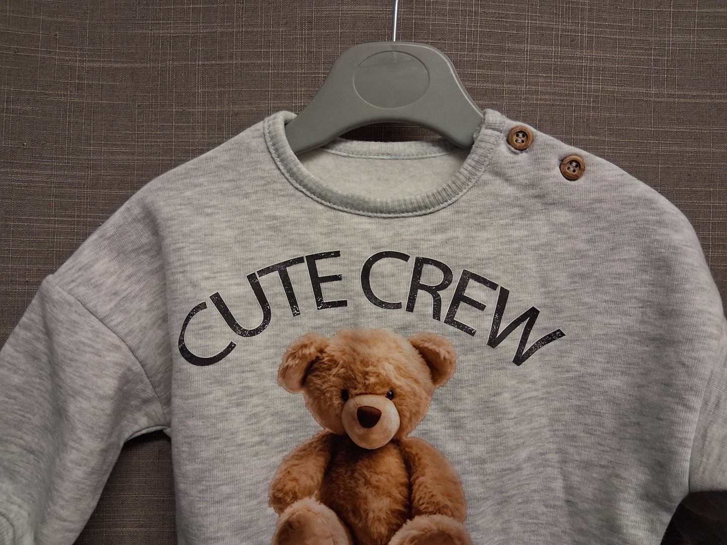 George Baby Boys Grey Sweater Jumper Cute Teddy Graphic Print Age 0-3 Months