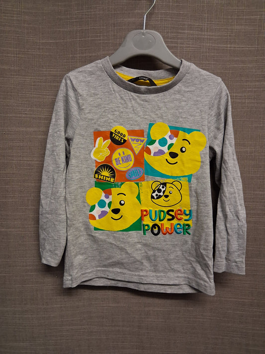 George Boys "Pudsey" Children in Need Grey Long Sleeve T-Shirt Age 2-3 Years