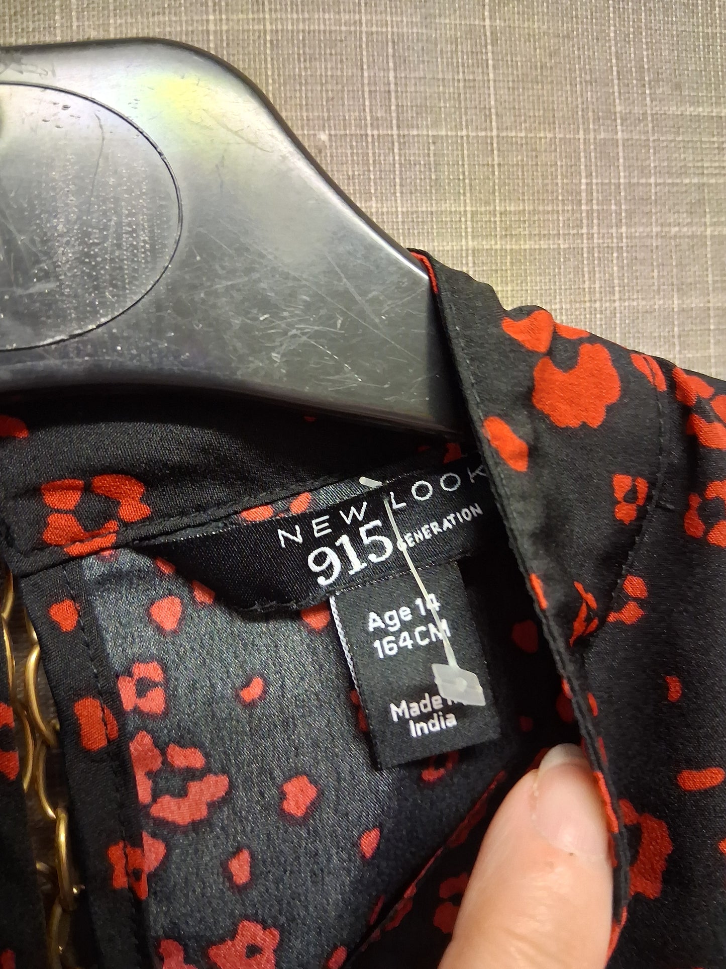 New Look Girls Black Red Animal Print A Line Dress Age 14 Years