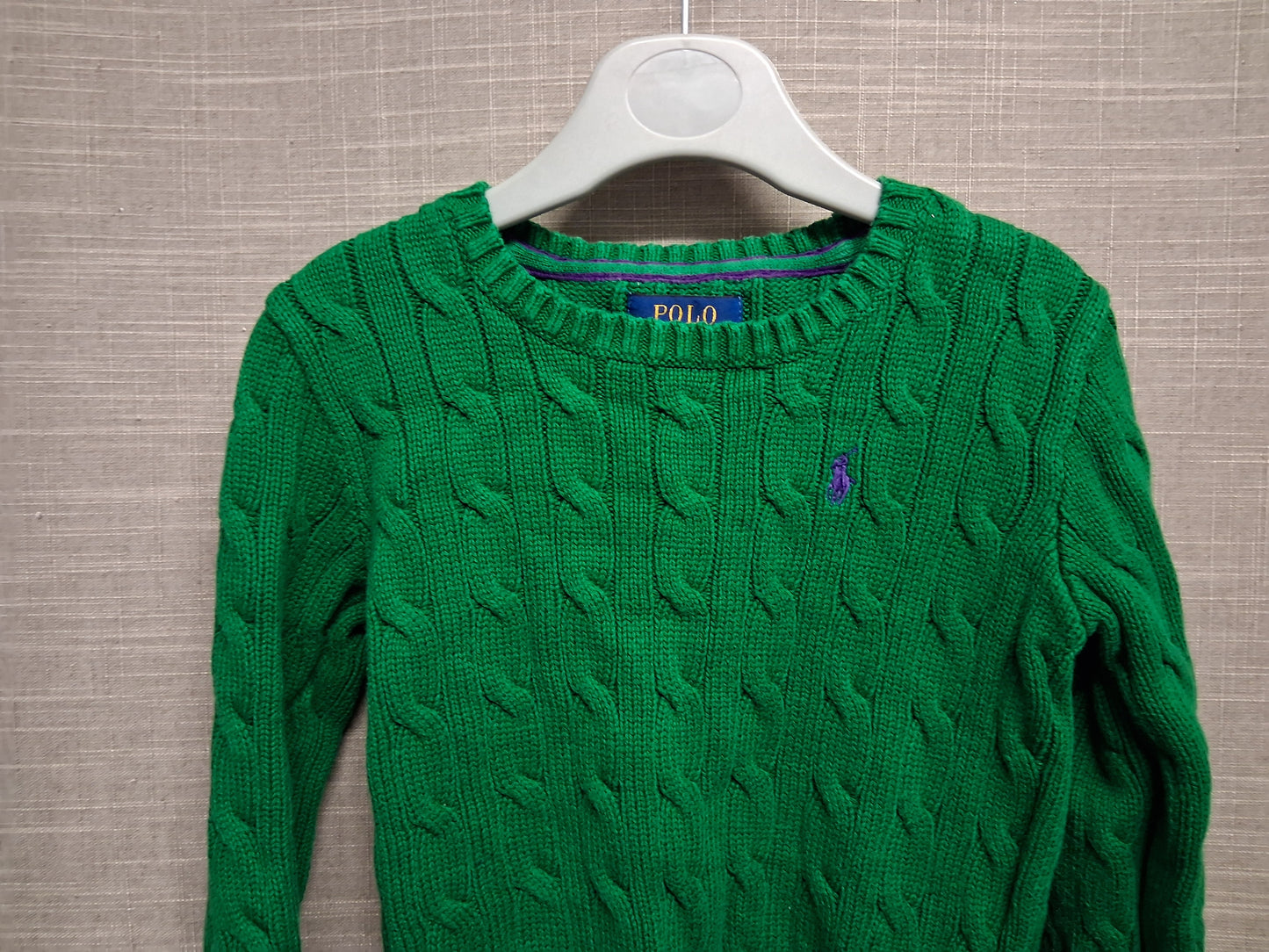 Polo Ralph Lauren Boys Green Cable Knit Jumper Pullover Age 2 Years