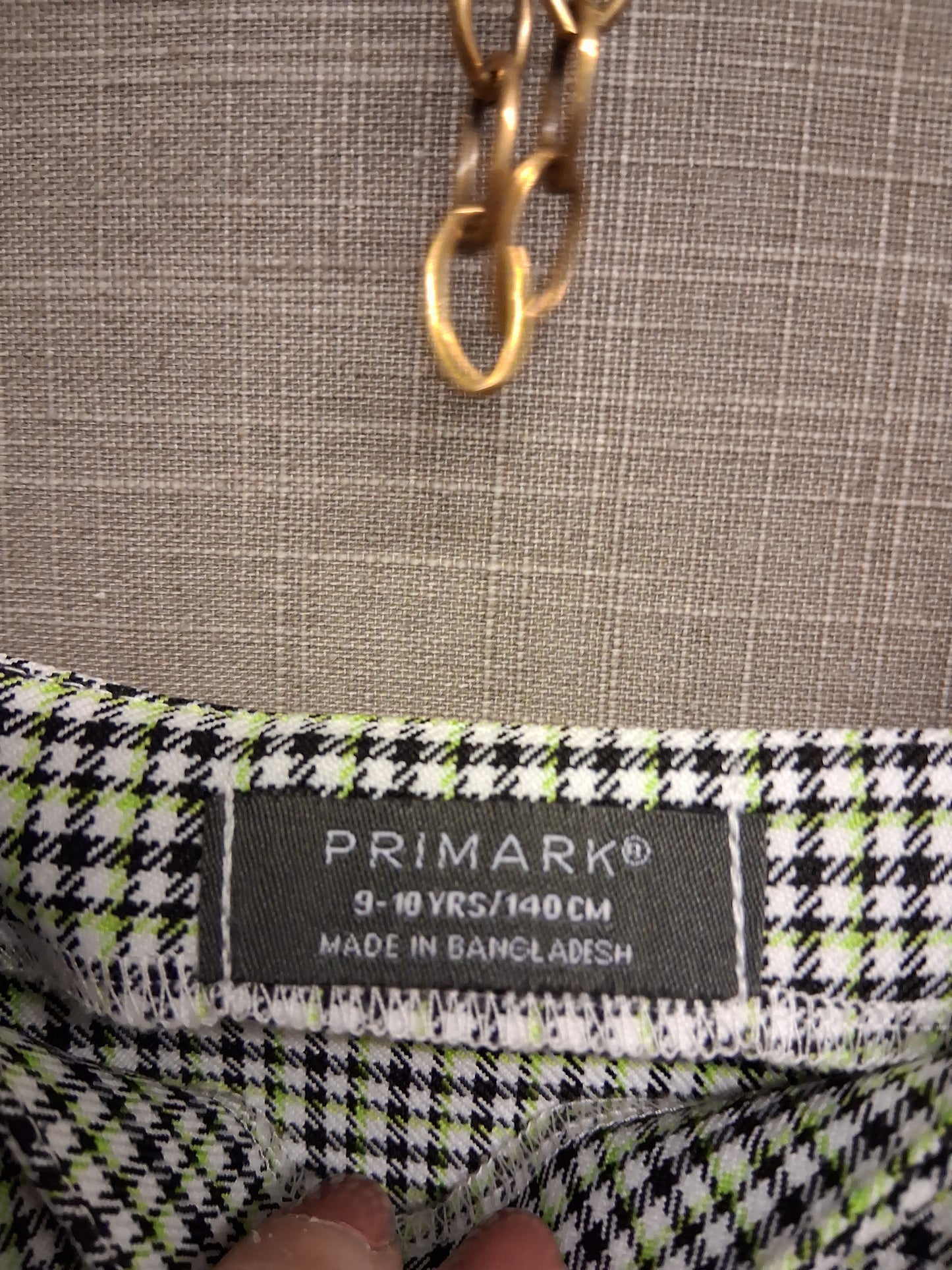 Primark Girls Green Check Pinafore Dress Age 9-10 Years