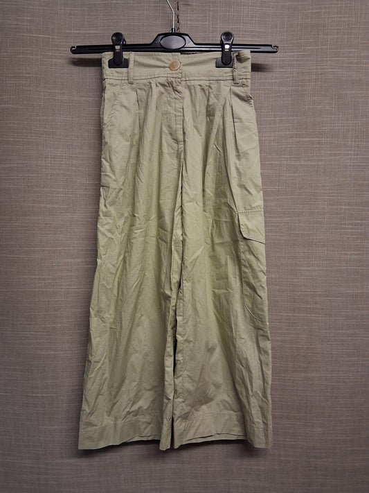Zara Girls Khaki Wide Leg Cargo Trousers Age 9 years