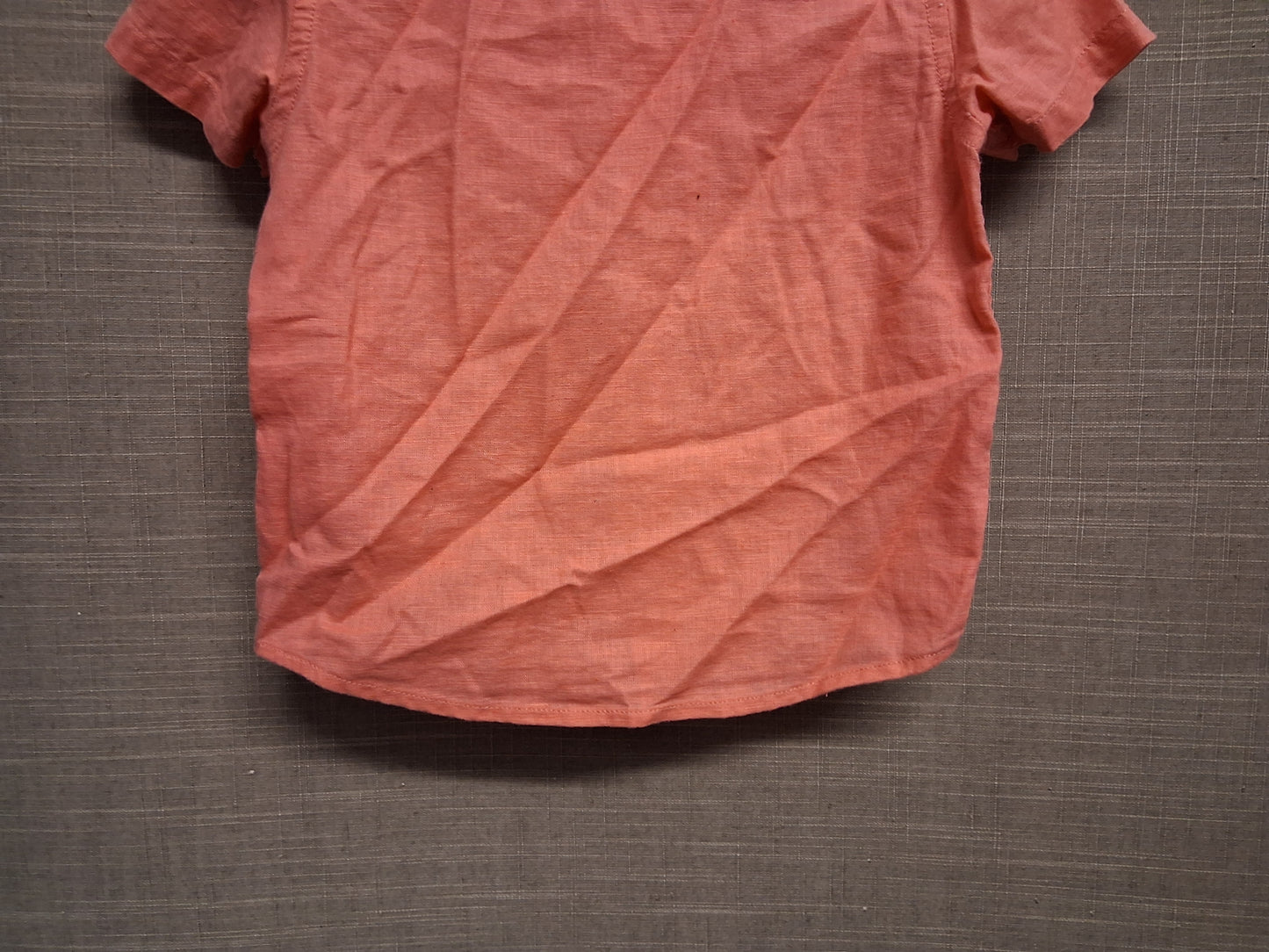 Next Boys Coral Pink Short Sleeve Shirt Age 12-18 Months Linen Blend
