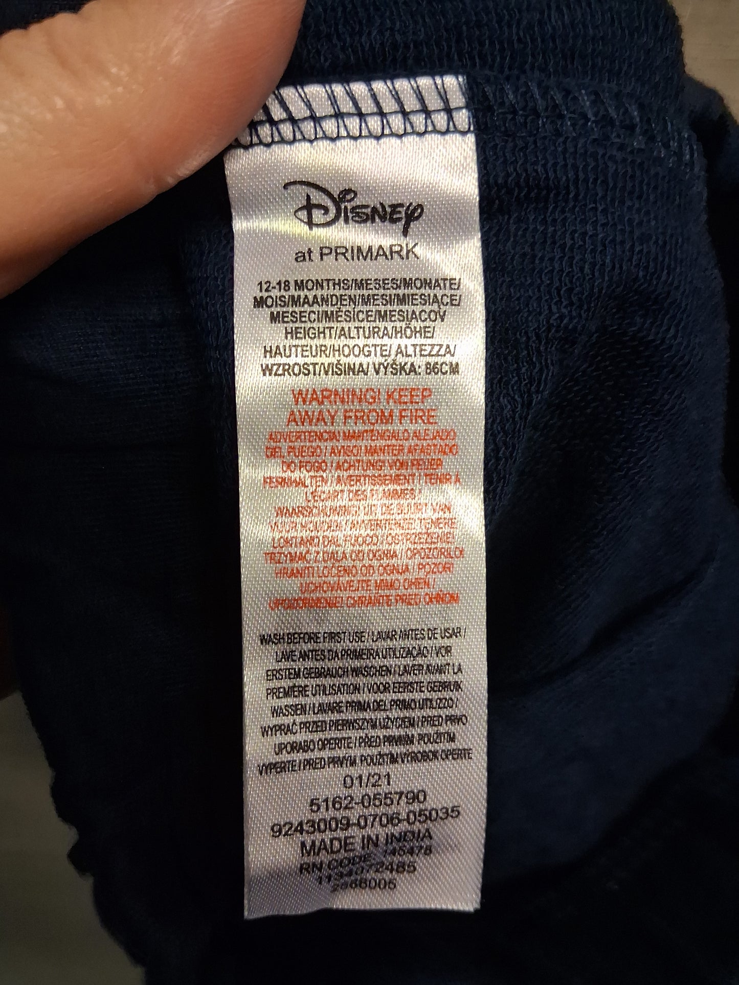 Disney Primark Mickey Mouse Navy Jersey Jogger Shorts Age 12-18 Months
