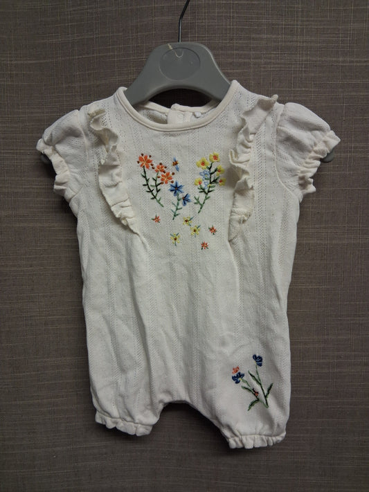 Next Girl Floral Romper Short Sleeve Cream Age up to 1 Month