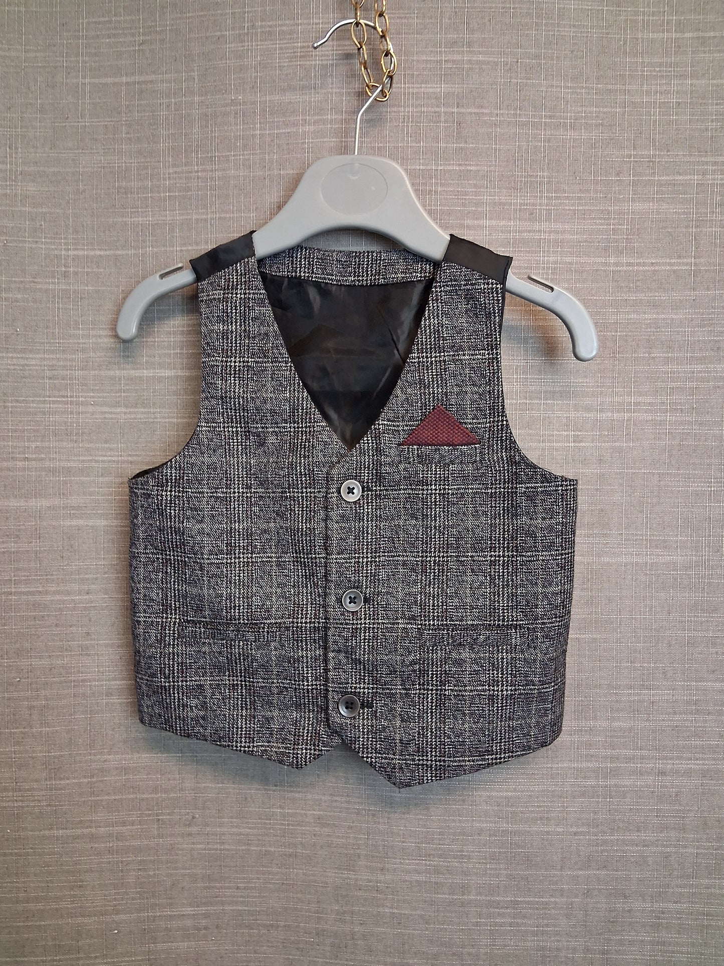 Primark Boys Check Waistcoat Age 12-18 Months