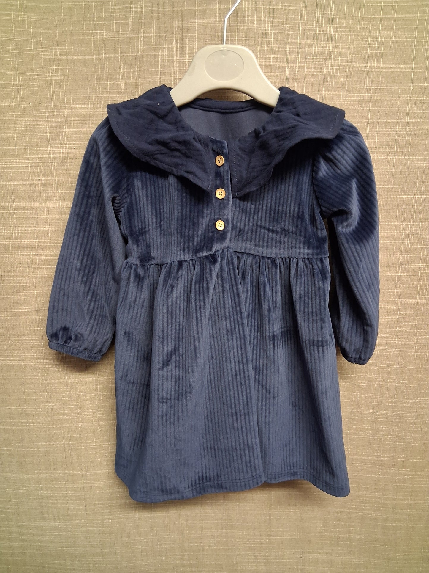 George Blue Velour Peter Pan Collar A Line Dress Age 9-12 Years