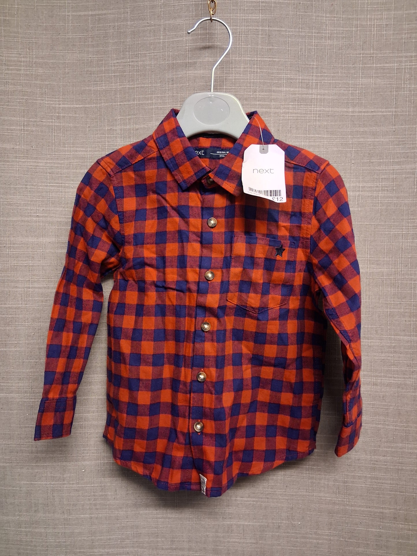 Next Boys Red Blue Check Long Sleeve Shirt Age 18-24 Months New