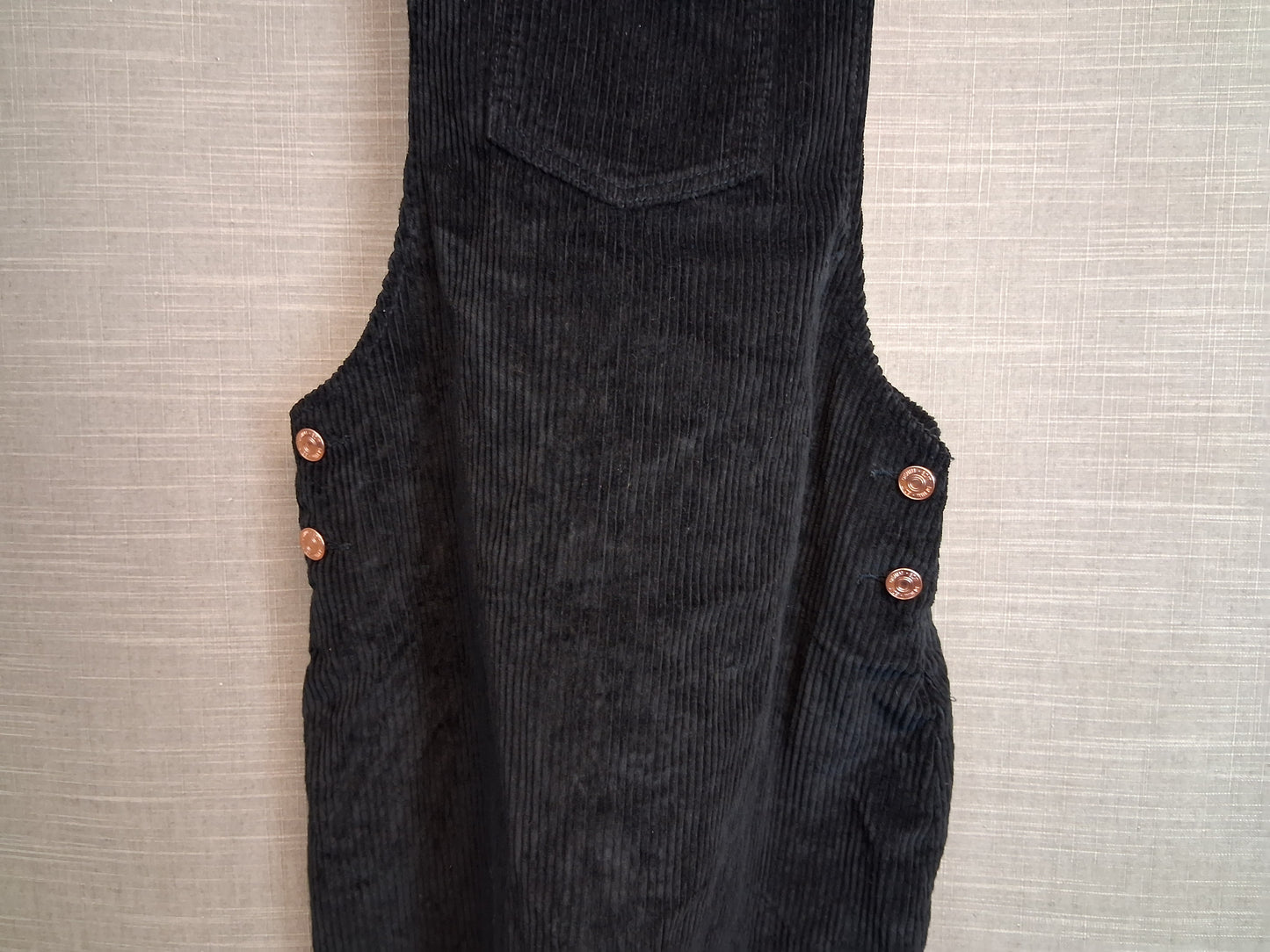 F&F Girls Black Corduroy Pinafore  Dress Age 13-14 years
