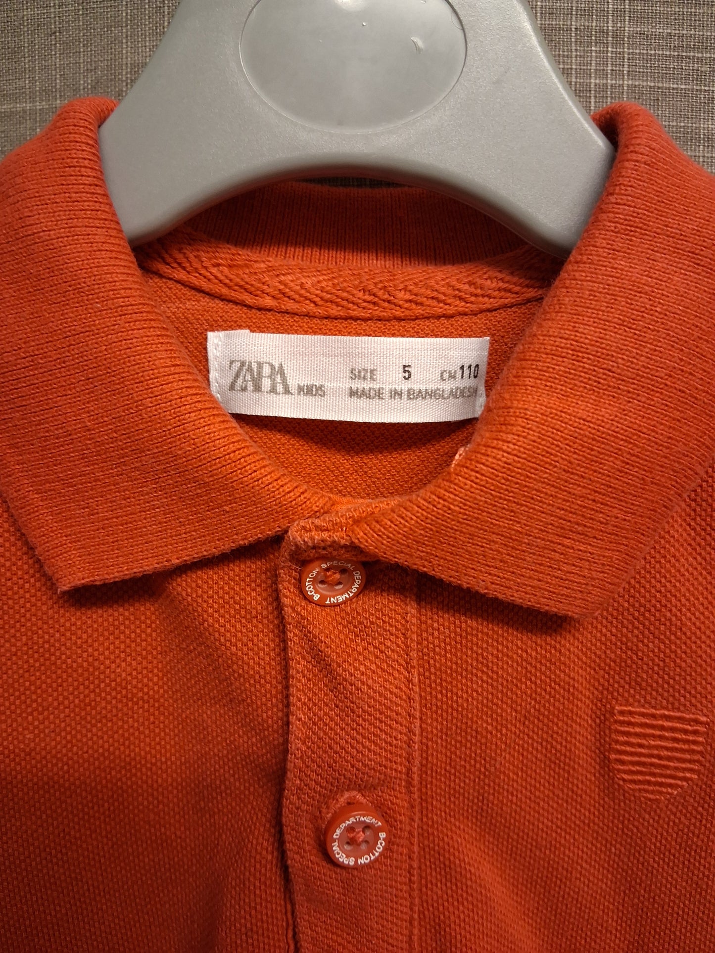 Zara Boys Orange Red Short Sleeve Polo T-Shirt Age 6 Years