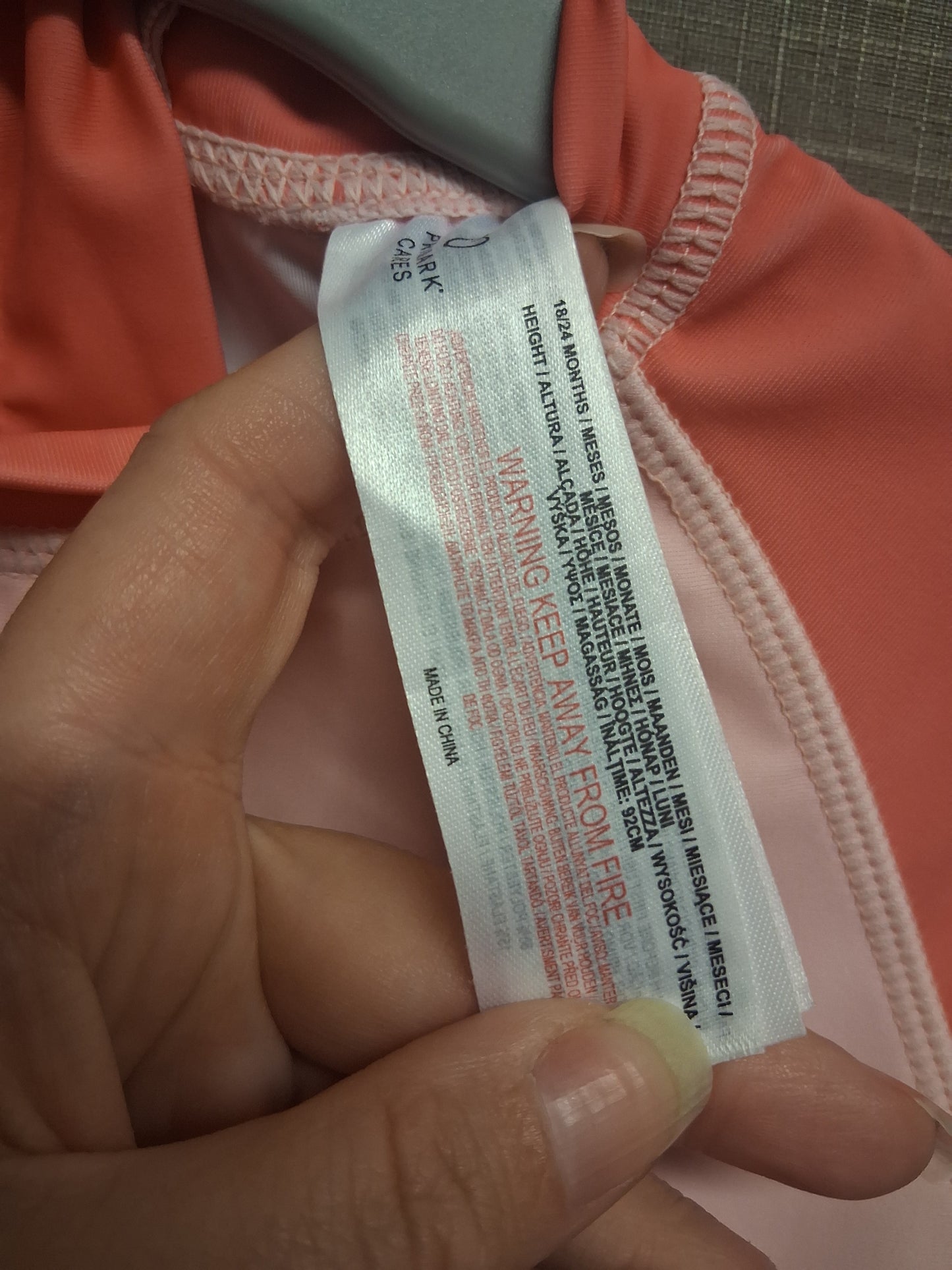 Primark Girls UV Swimsuit One Piece Age 18-24 Months