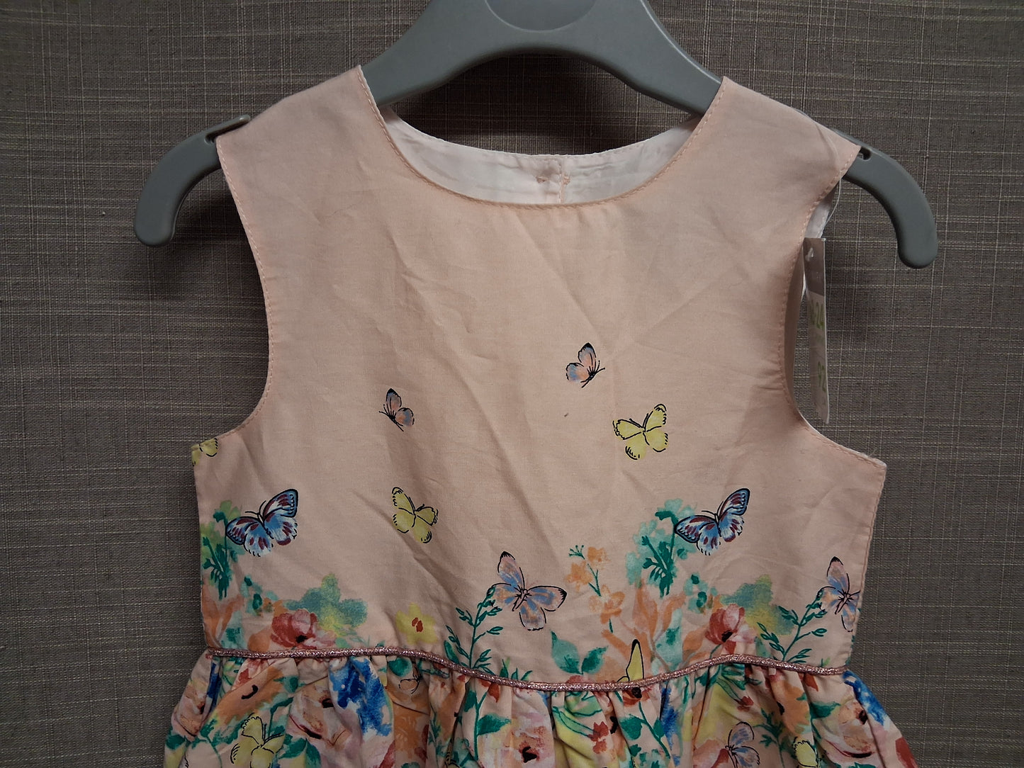 Primark Girls Peach Floral Sleeveless A Line Dress Party Age 18-24 Months New