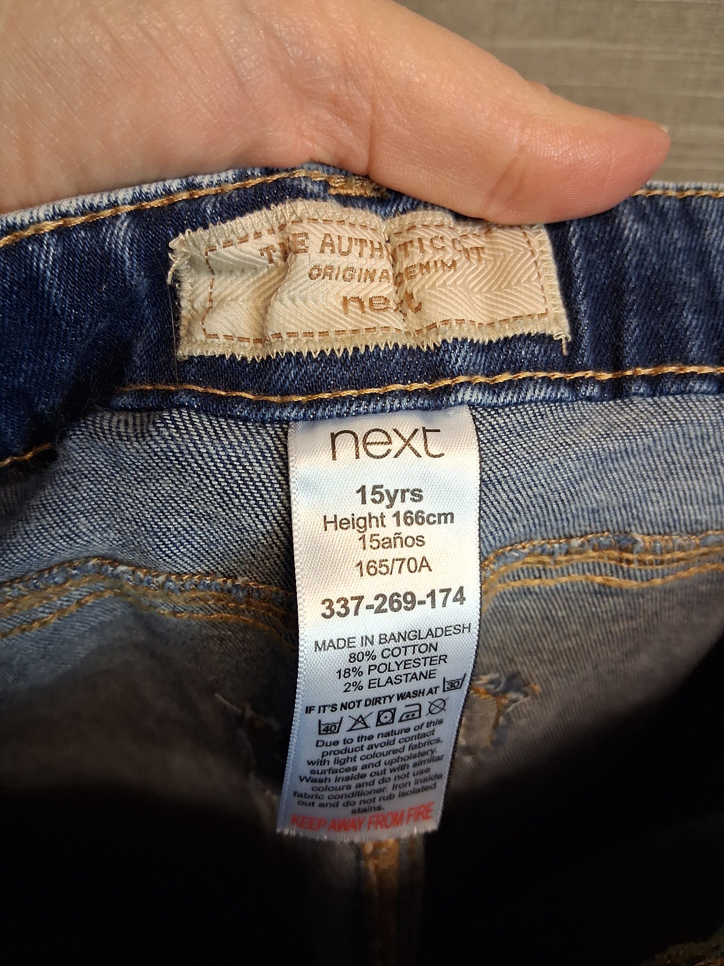 Next Girls Blue Denim Cargo Jeans Age 15 Years