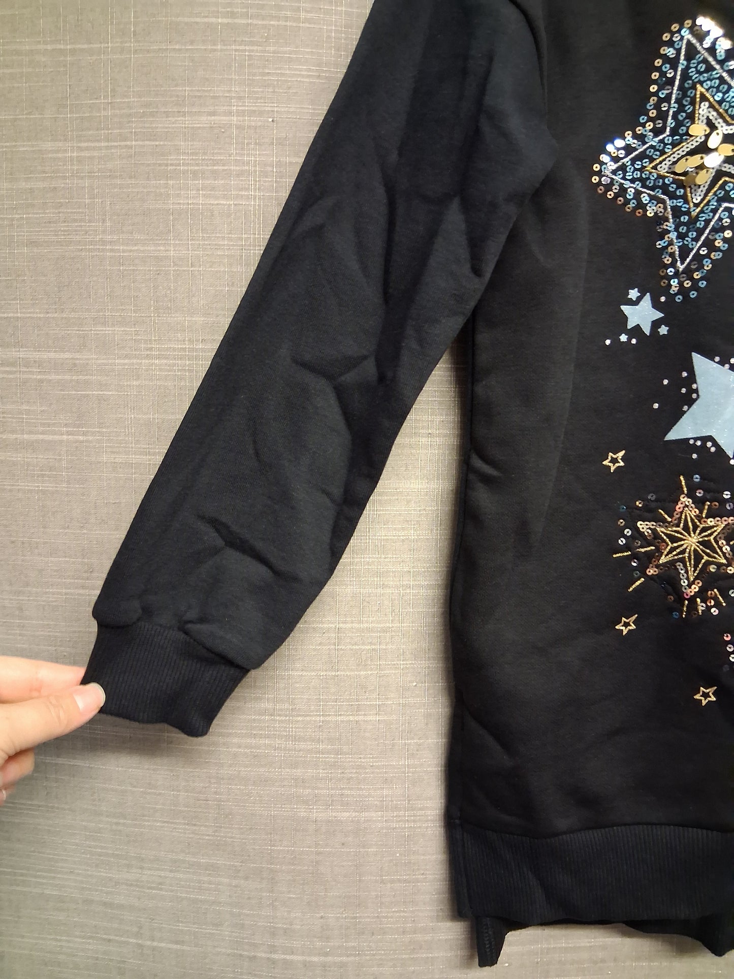 George Girls Black Sequin Stars Sweater Jumper Dress Age 9-10 Years New