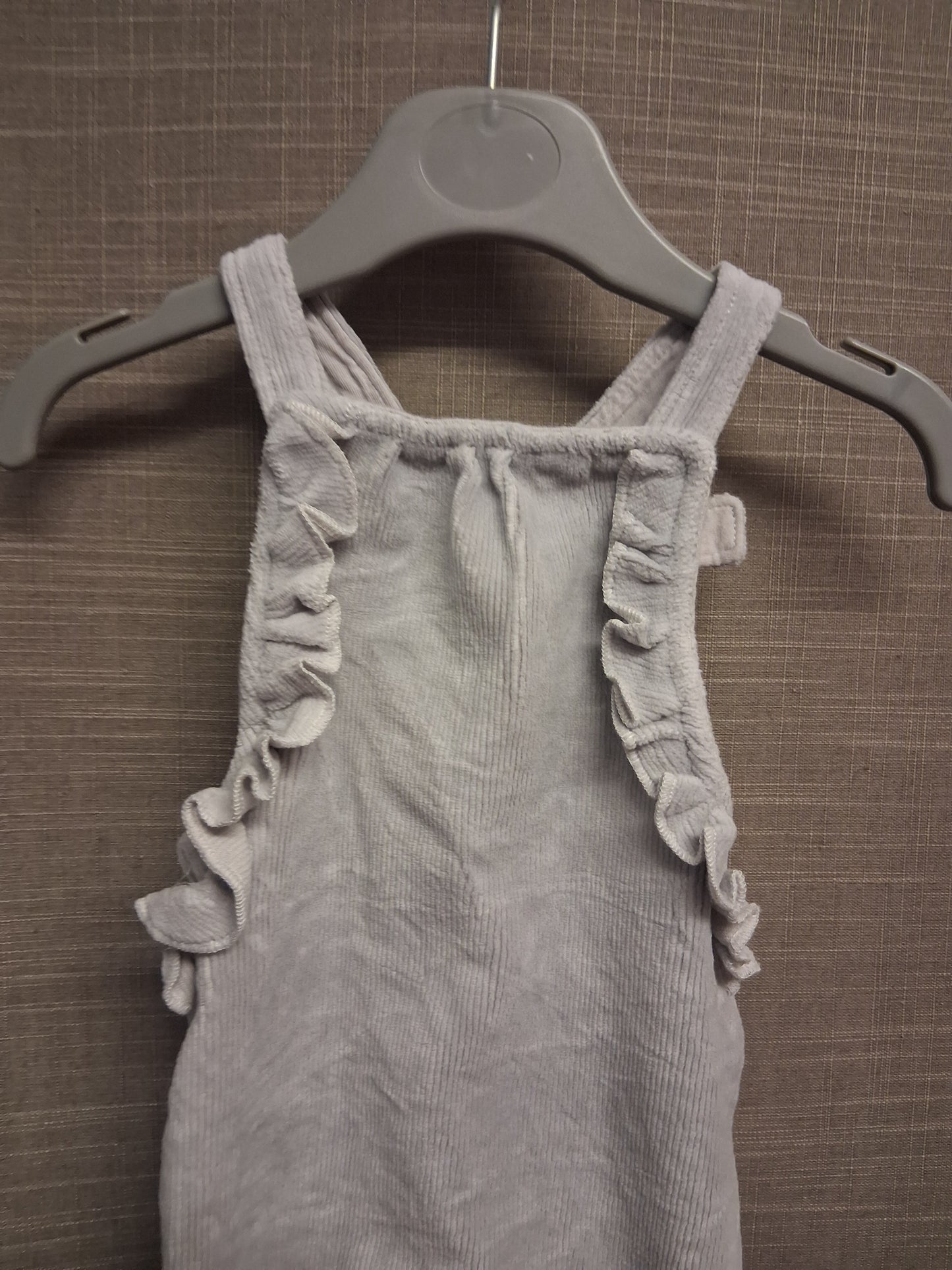 Next Girls Soft Grey Velour Dungarees Age 0-3 Months