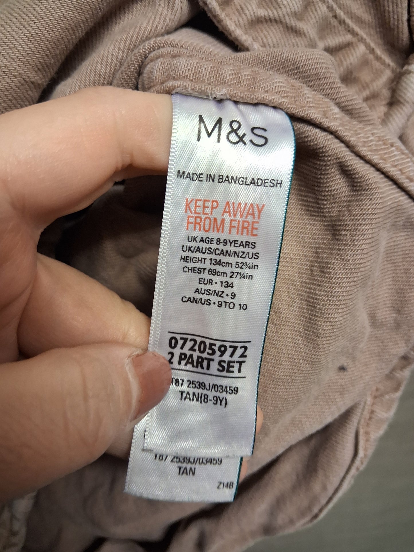 Marks and Spencer Brown Denim Shacket with Hood Age 8-9 Years