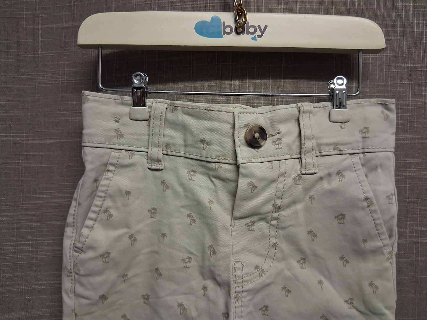 Primark Boys Beige Palm Tree Slim Fit Chino Shorts Age 2-3 Years