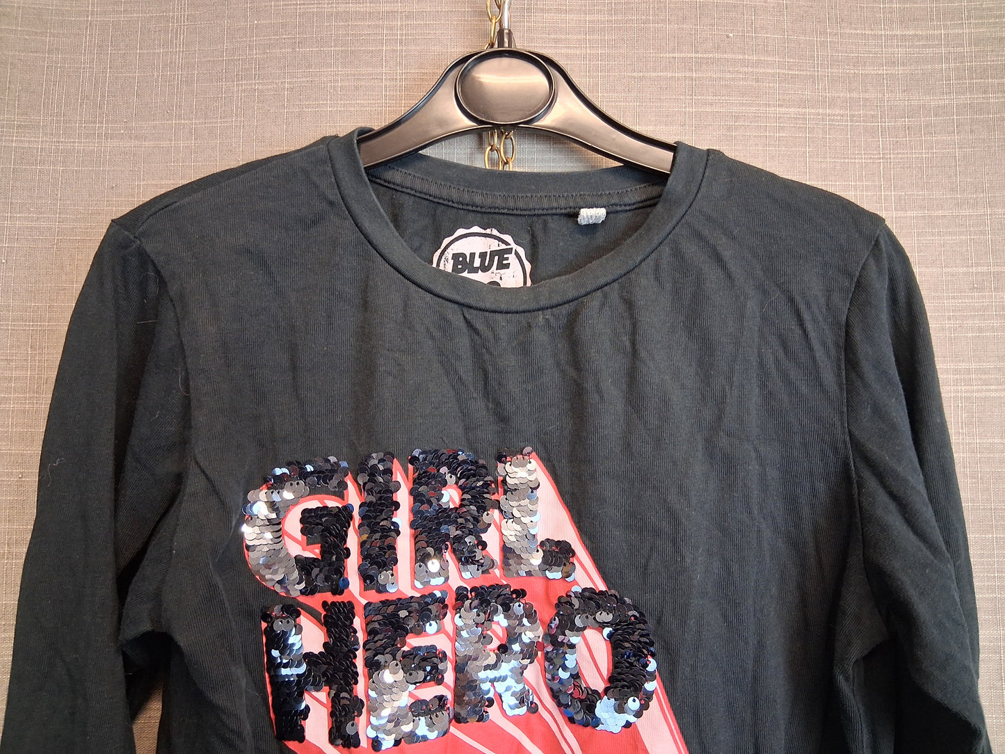 Blue Zoo Girl Sequin Black Long Sleeve T-Shirt Age 11-12 Years
