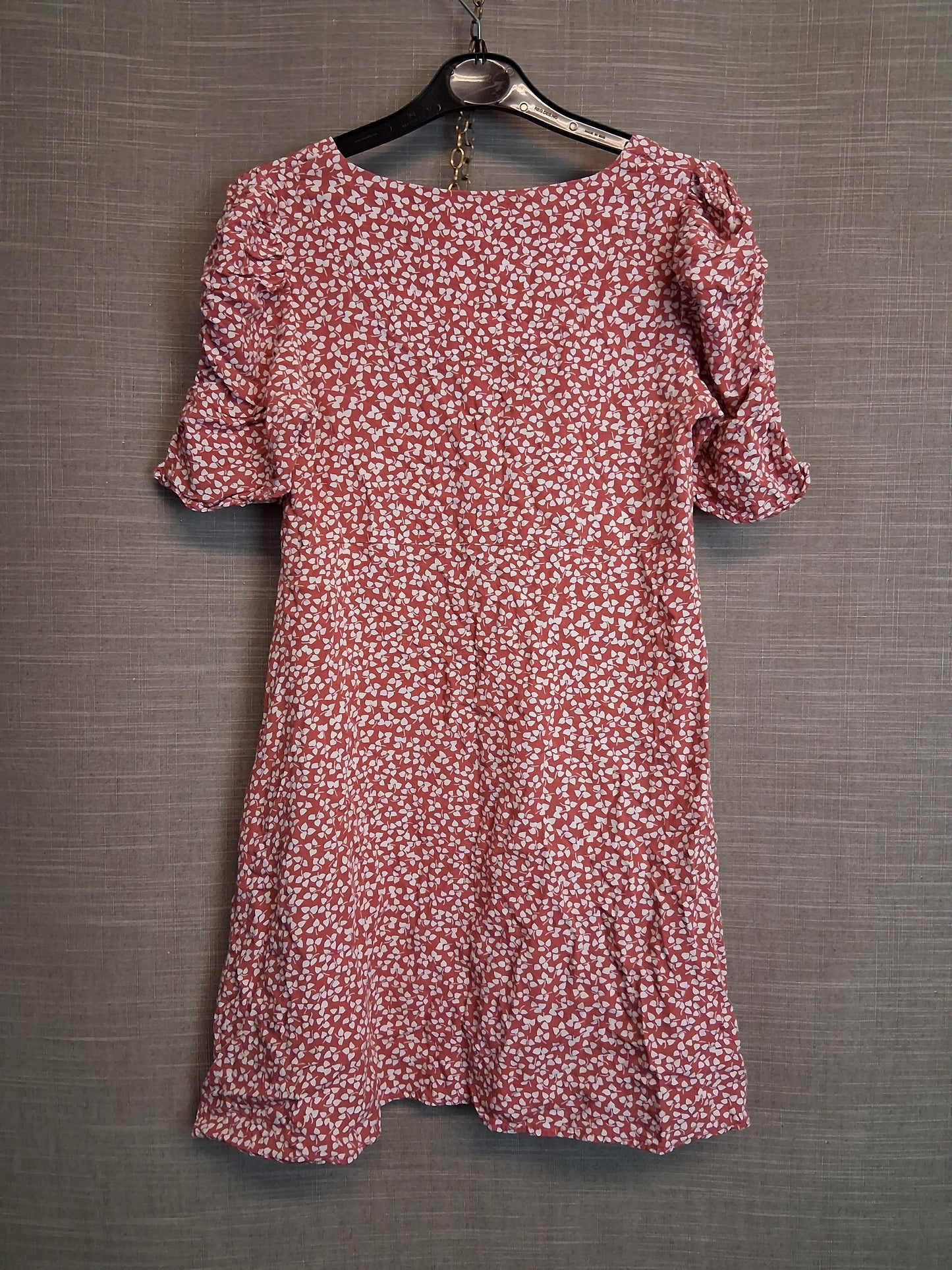 Next Girls Red Floral Tea Dress Age 10 Years Short Sleeve Button Front
