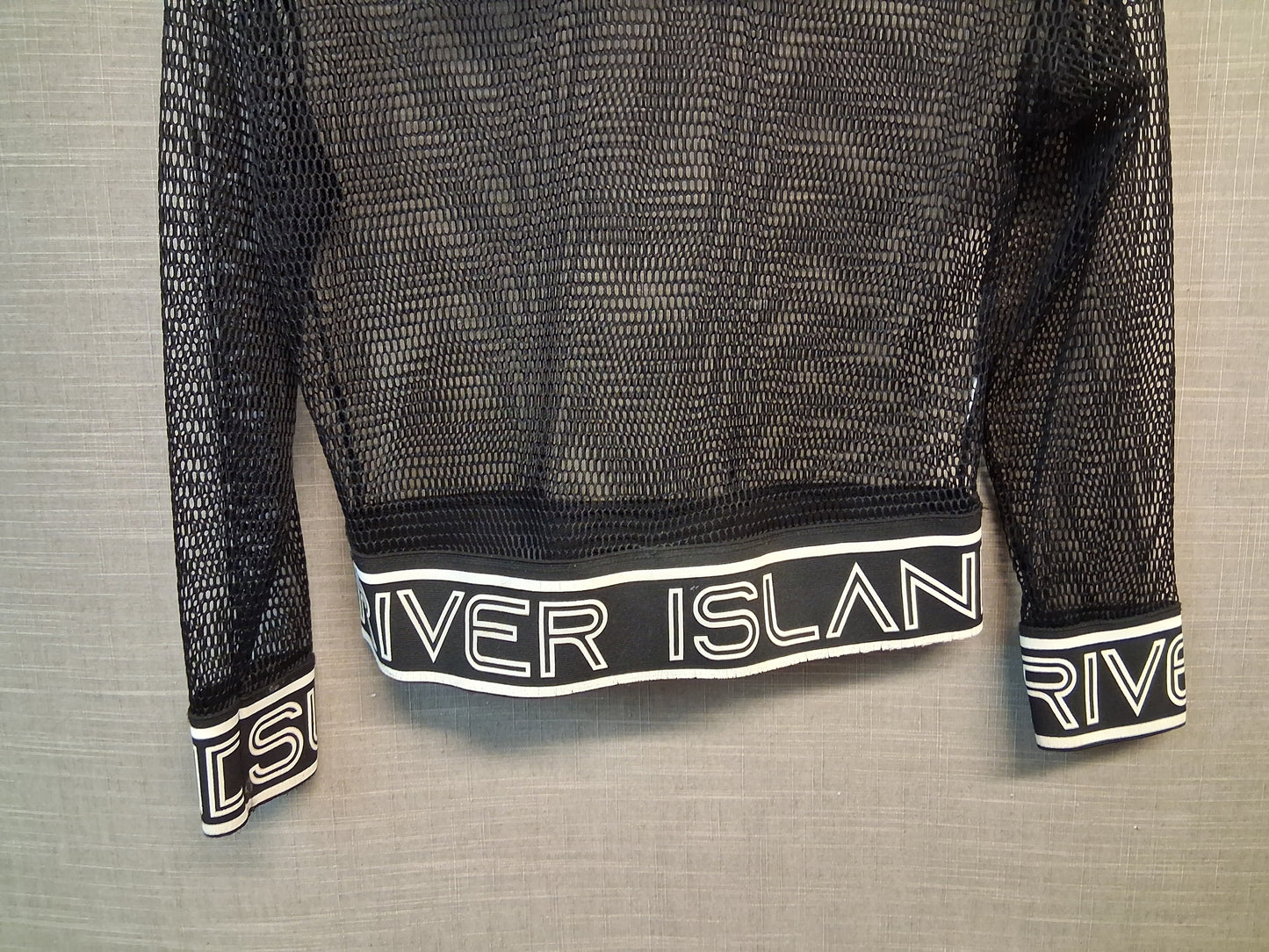 River Island Girls Black Mesh Crop Hoodie Age 9-10 Years
