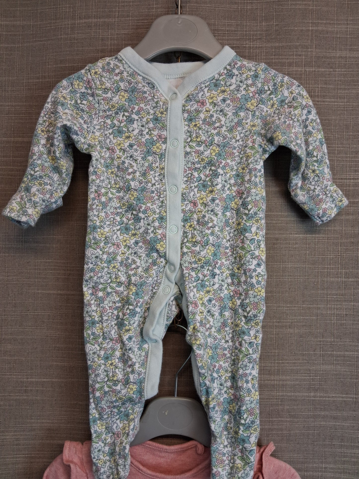 TU & Nutmeg Girls Sleepsuits X2 Age Tiny Baby Pink & Green