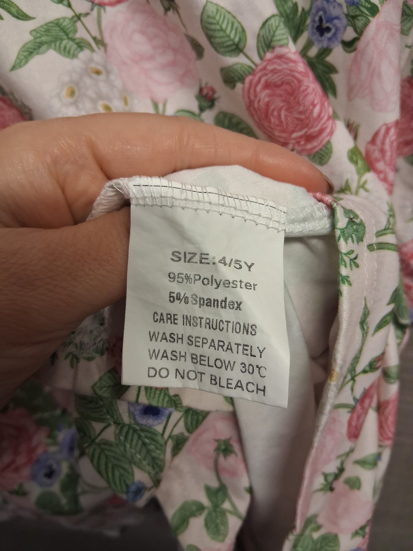 Dolly Wears Cream Floral Long Sleeve A Line Jersey Dress Age 4-5 Years