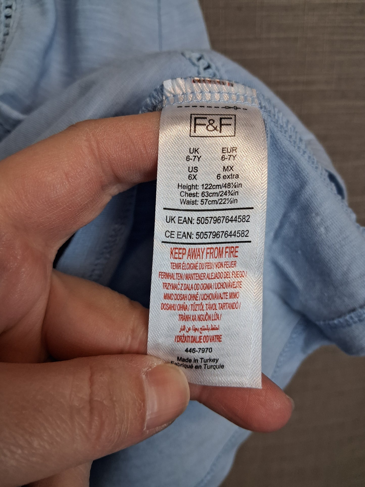 F&F Light Blue Sleeveless A Line Jersey Dress Age 6-7 Years
