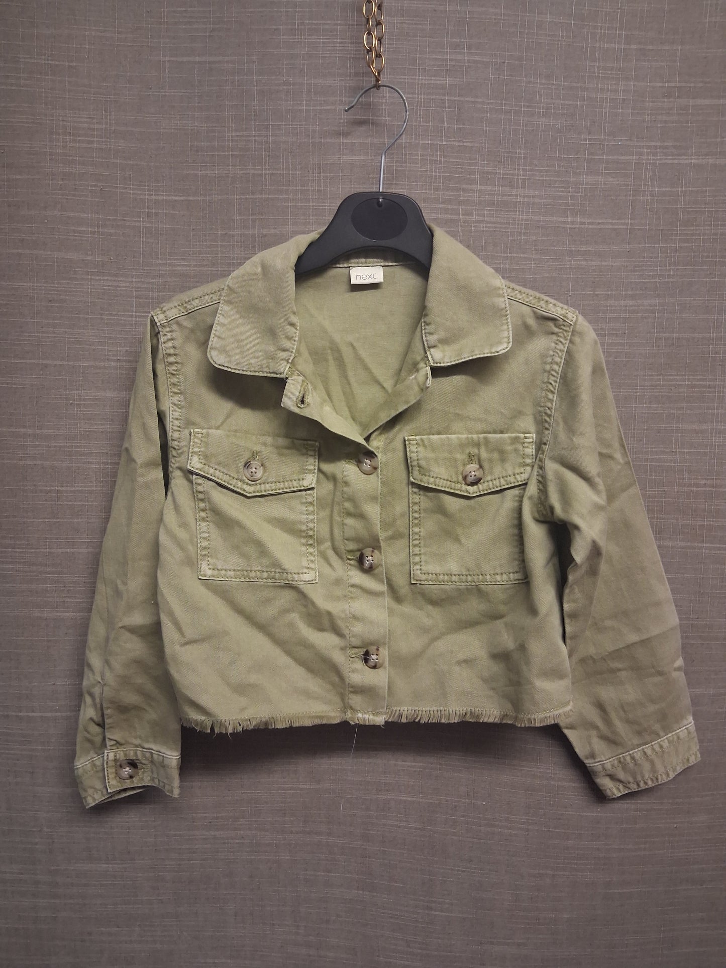 Next Girls Khaki Green Denim Jacket Lightweight Age 6 Years