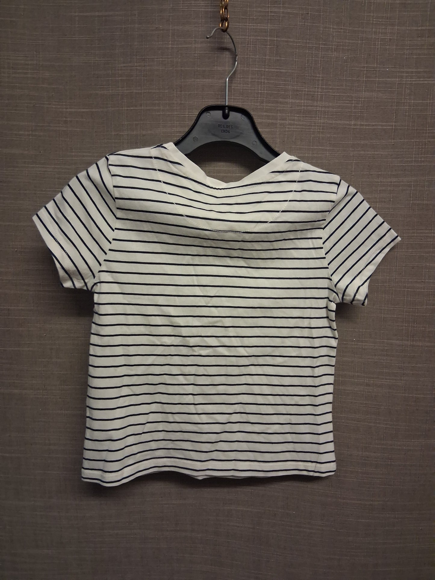 John Lewis Girls White Navy Striped Cropped T-Shirt Age 6 Years