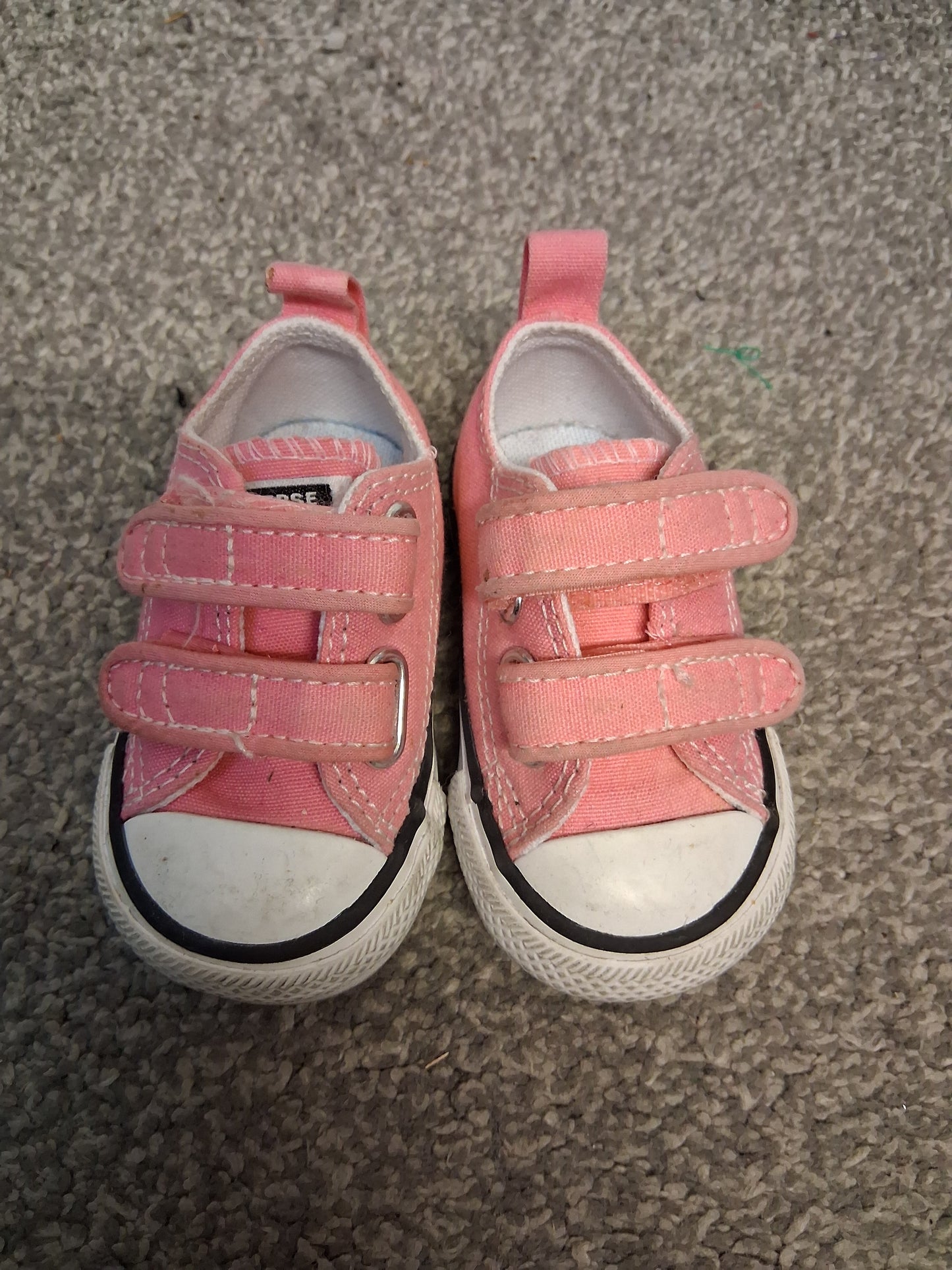 Converse Girls Pink Canvas Double Strap Trainers Pumps Size 2 Infants