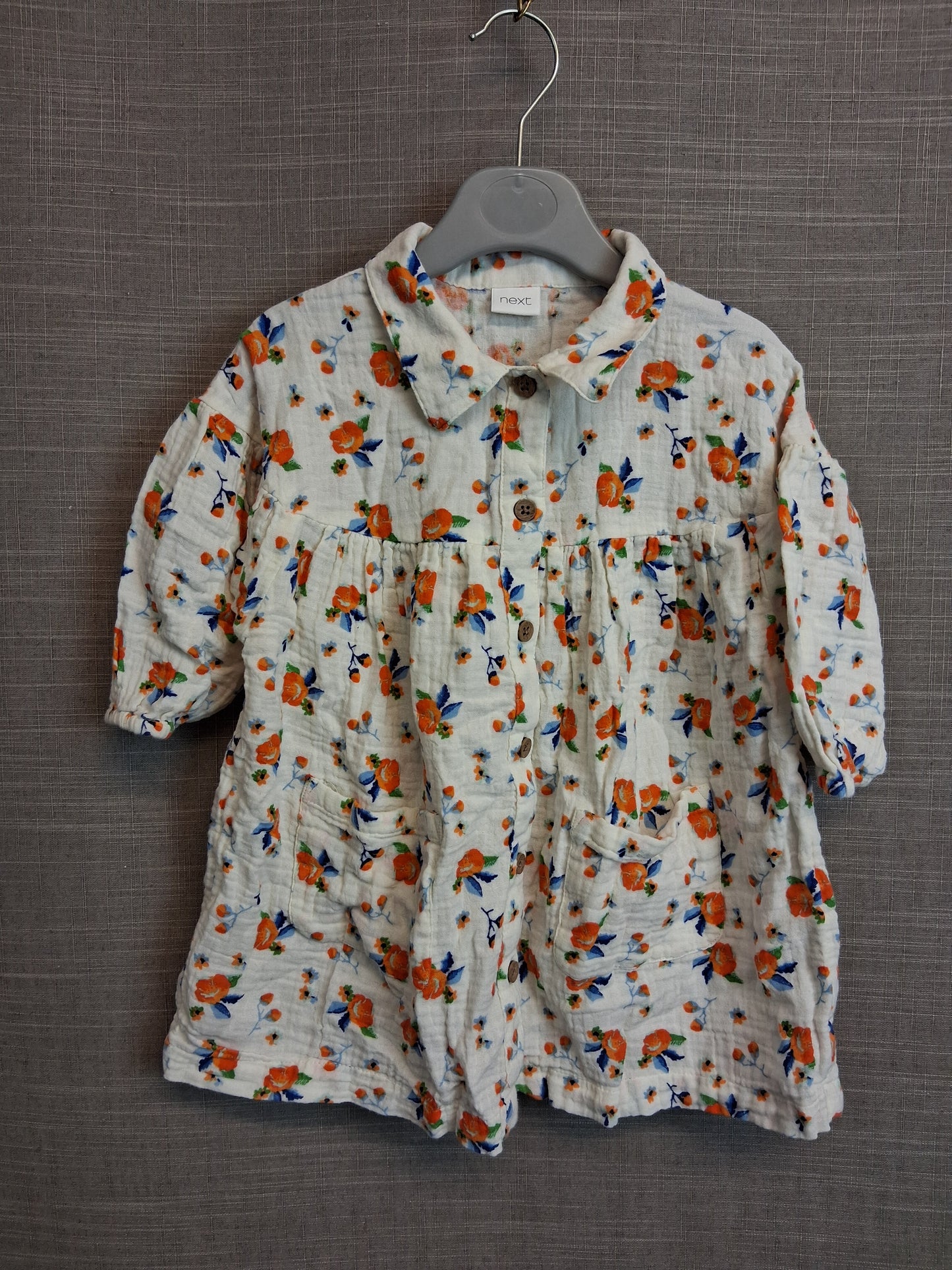 Next Girls Cream Floral Dress Age 12-18 Months