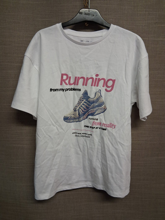 F&F White Short Sleeve Loose Fit T-Shirt Age 10-11 Years